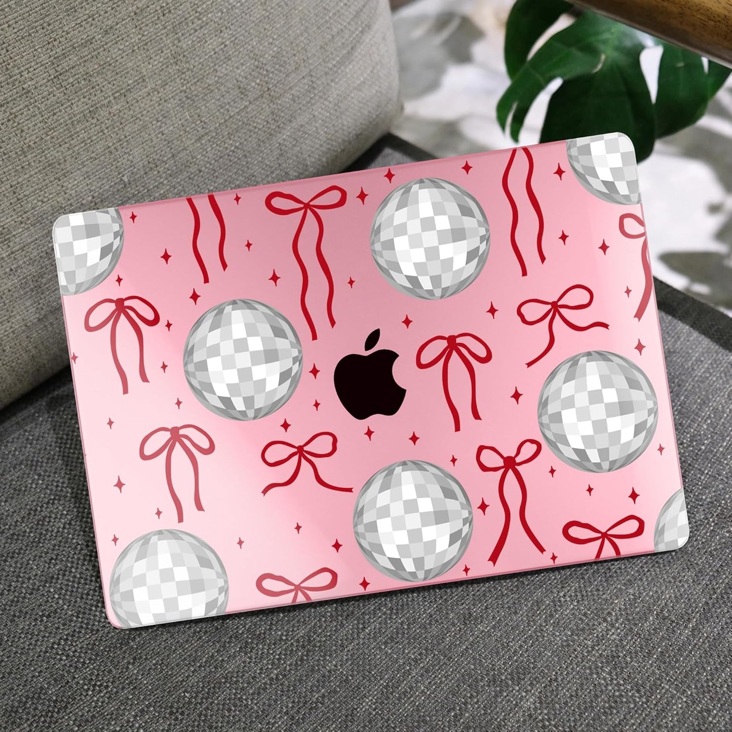 MEEgoodo Case for M4/M3/M2 MacBook Air 13.6 inch Case 2025 2024 2022, Fit Model A3240/A3113/A2681, Laptop Hard Shell with Keyboard Cover Compatible with MacBook Air 13 inch, Disco Balls & Red Bows