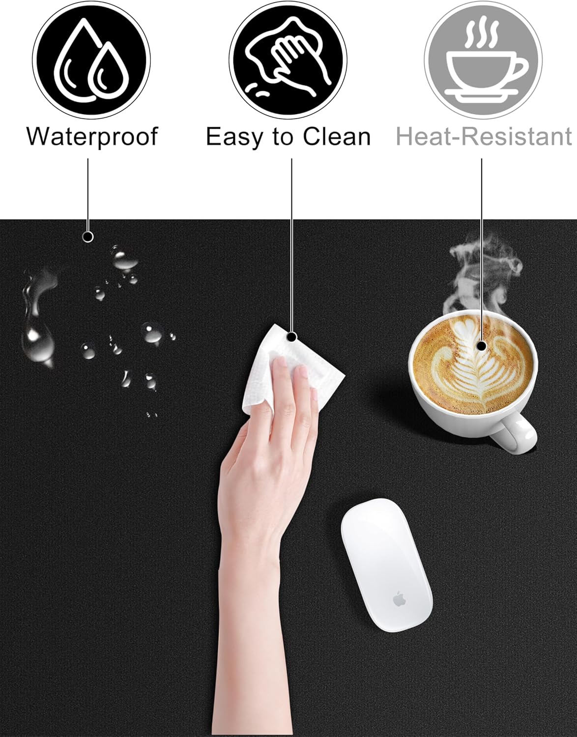 TopMade Mouse Pad with 15W Fast Wireless Charging, 31.5"x15.75" XXL Large Gaming Mousepad, Waterproof Desk Pad, Computer Desk Mat, Black(Includes 20W PD Power Adapter & 6.56ft Woven Cable)