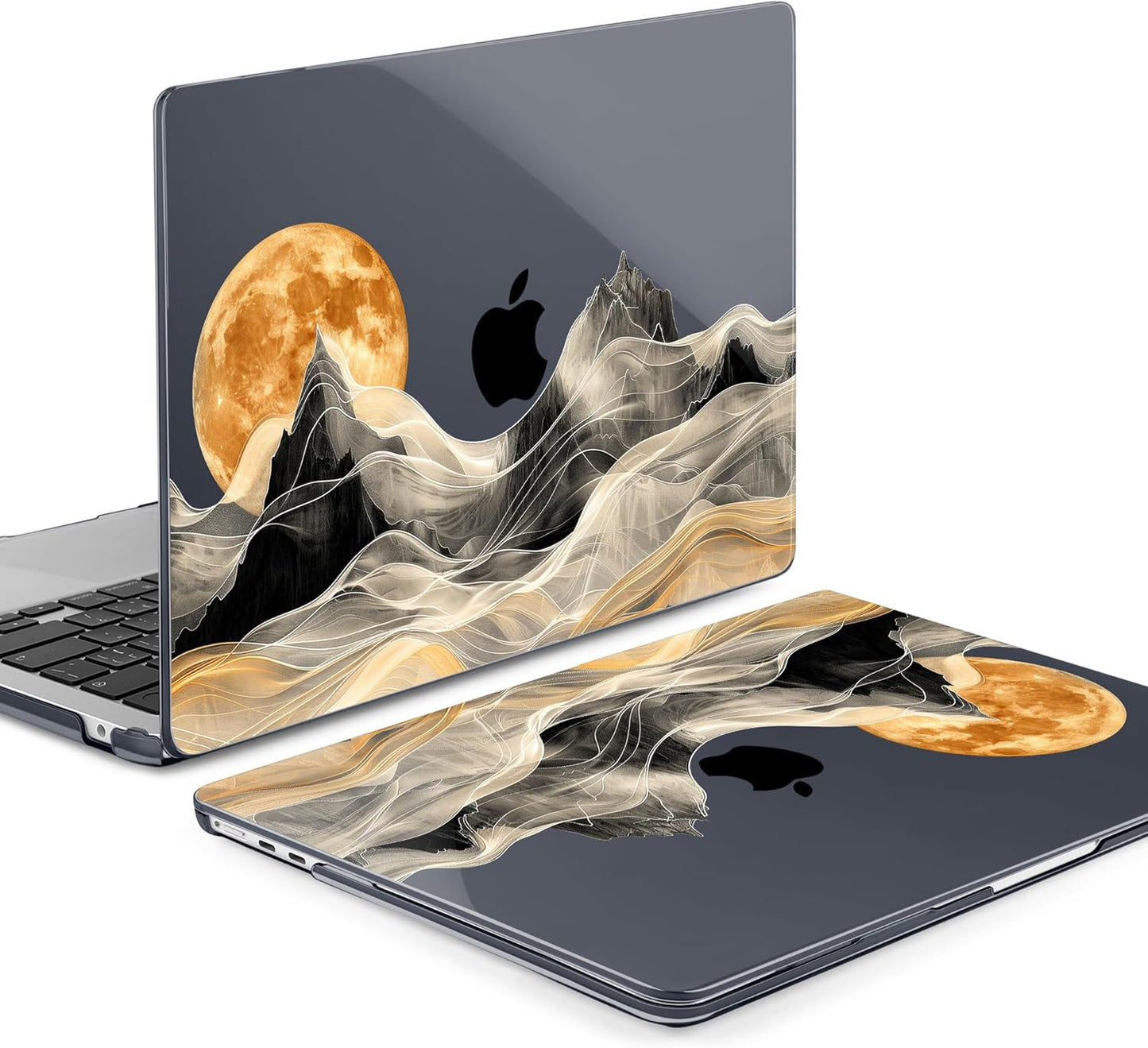 MEEgoodo Case for M4/M3/M2 MacBook Air 13.6 inch Case 2025 2024 2022, Fit Model A3240/A3113/A2681, Laptop Hard Shell with Keyboard Cover Compatible with MacBook Air 13 inch, Mystical Full Moon