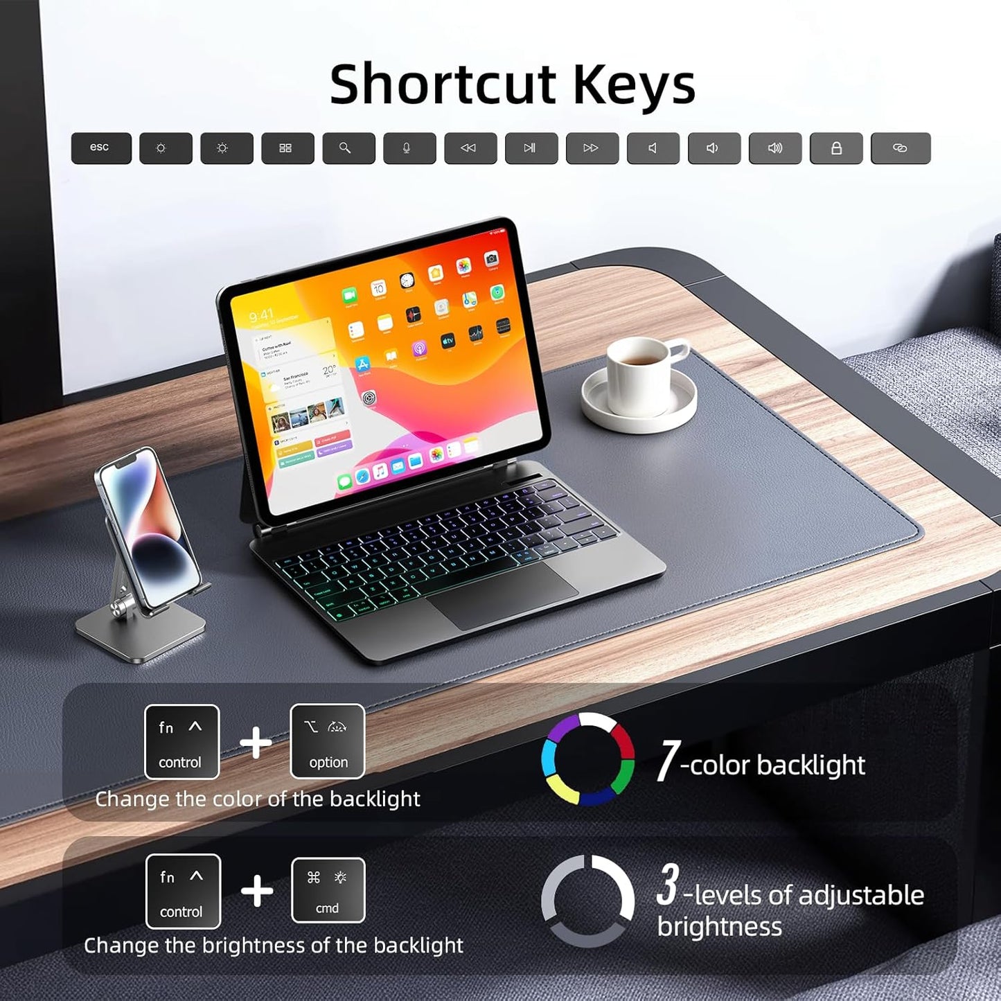 for iPad Pro 13 inch case 2024 with Keyboard M4,Magnetic Attach,Multi-Gesture Trackpad,7-Color Backlit,Shortcut Keys,Auto Sleep/Awake,Magic Keyboard for iPad Pro 13-inch M4 2024