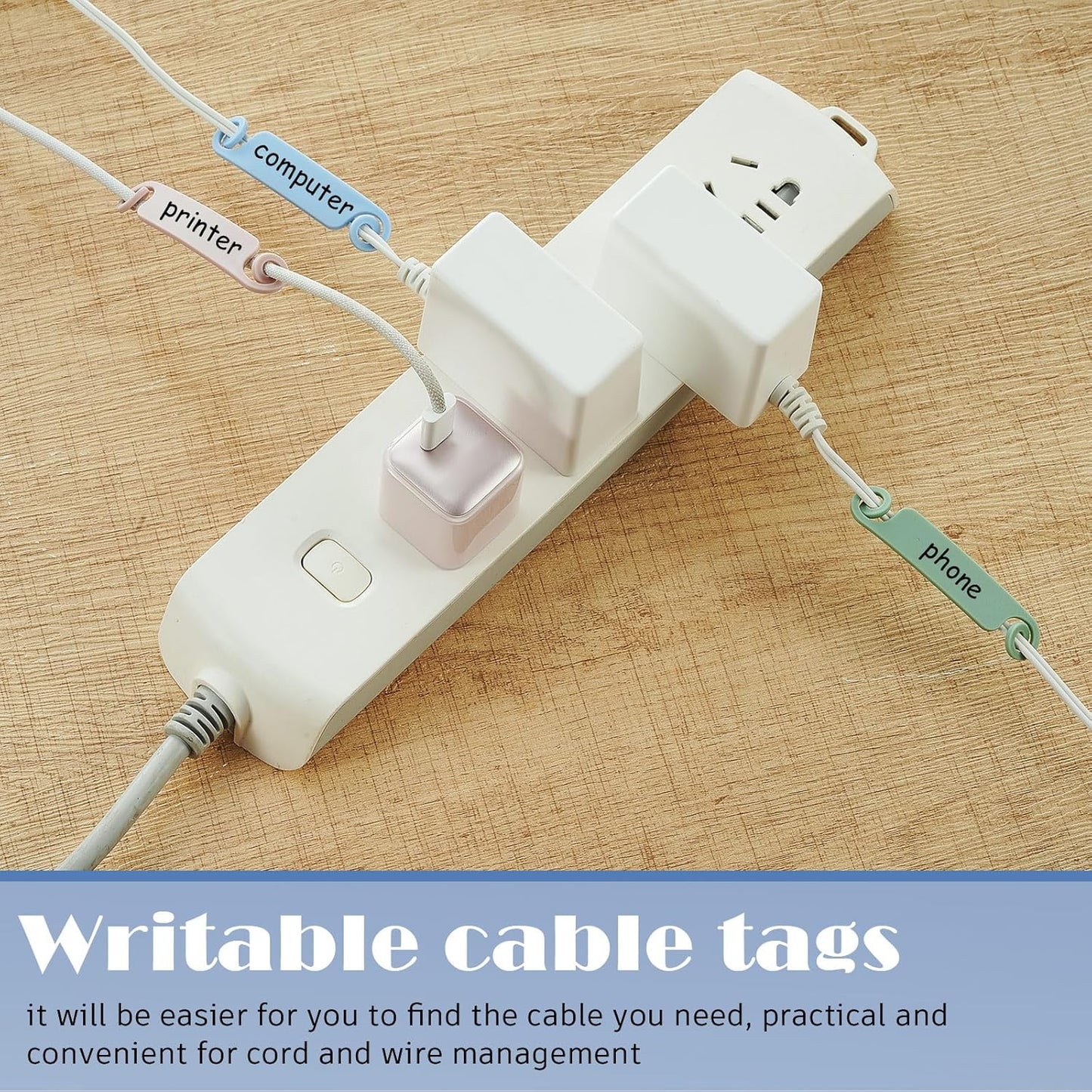 Honoson 50 Pieces Cable Tags Cable Management Labels Multicolor Labels Cord Identification Tags for USB Computer Phone Charger (Subtle Colors)