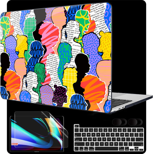 MEEgoodo Case for MacBook Pro 13 inch Case 2022 2021 2020 A2338 M2/M1 A2251 A2289,Laptop Hard Shell with Keyboard & Camera Cover Compatible with 13 inch MacBook Pro,Diverse People Abstract Art