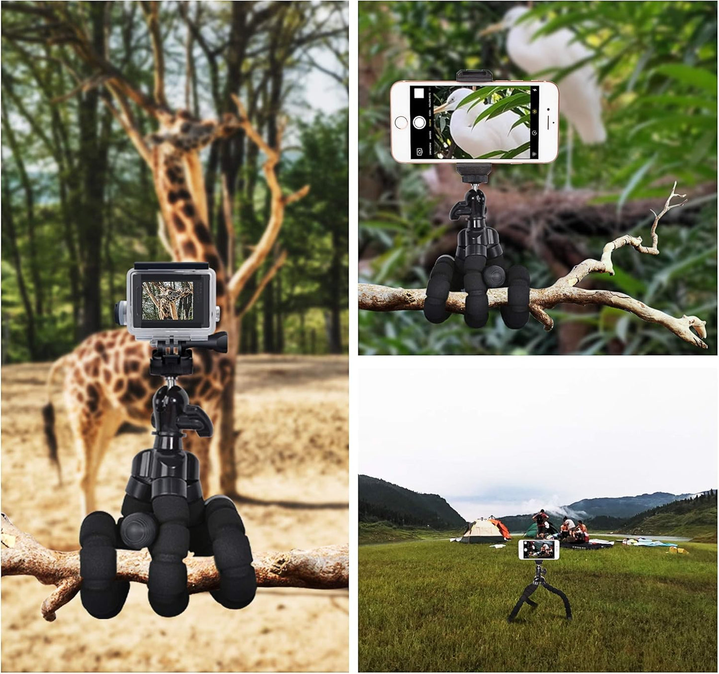 Phone Mini Tripod, Ruittos Premium Flexible Mobile Phone Tripod Stand Compatible with iPhone Samsung Go Pro, Small Digital Camera, Black