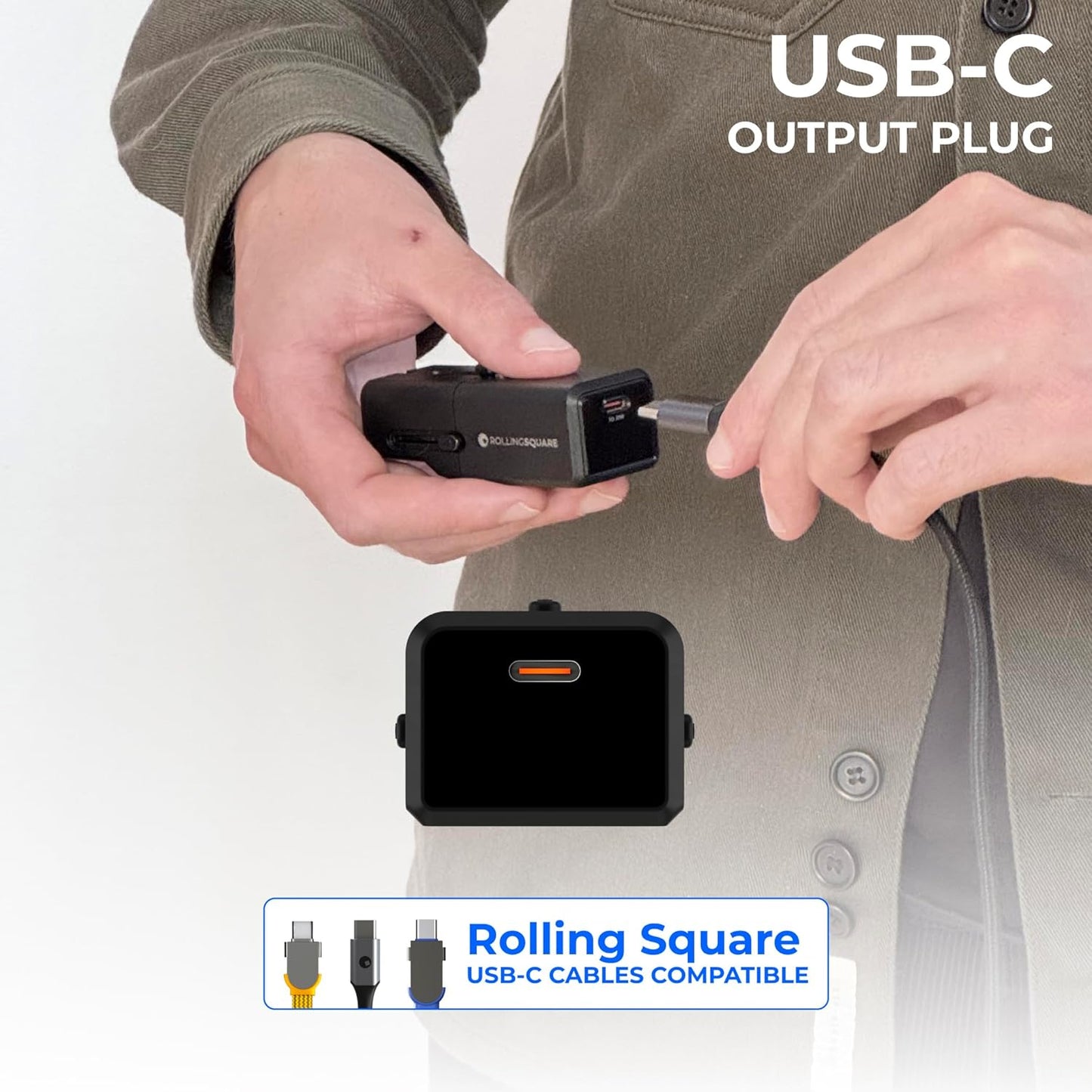 Rolling Square Portable Pocket Travel Adapter I Universal USB-C Charger for 200+ Countries I US, EU, UK, AU Plug 30W Fast Charging for Smartphones, Tablets & More I Compact & Lightweight I Black