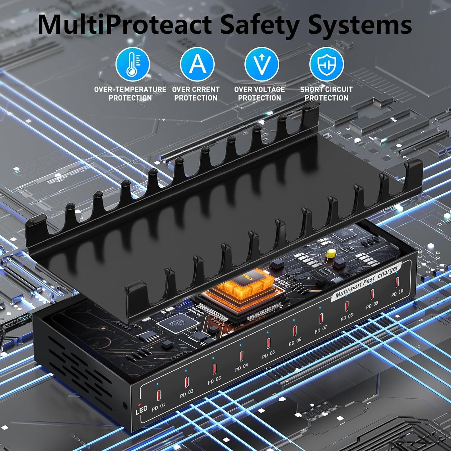 Lcoco&Dream 200W Fast Charging Station, 10 Port USB C Desktop Charger (10USB C PD3.0) - 45W Max for Laptop, MacBook, Phone, Tablet - Compact Multi Port Travel Charging Station