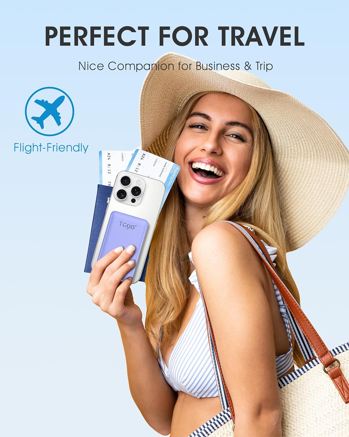 TG90° Portable Phone Charger Ultra Mini Power Bank with Built-in Foldable AC Wall Plug and Cables,5000mAh External Battery Pack Compatible with iPhone and Android Smart Devices