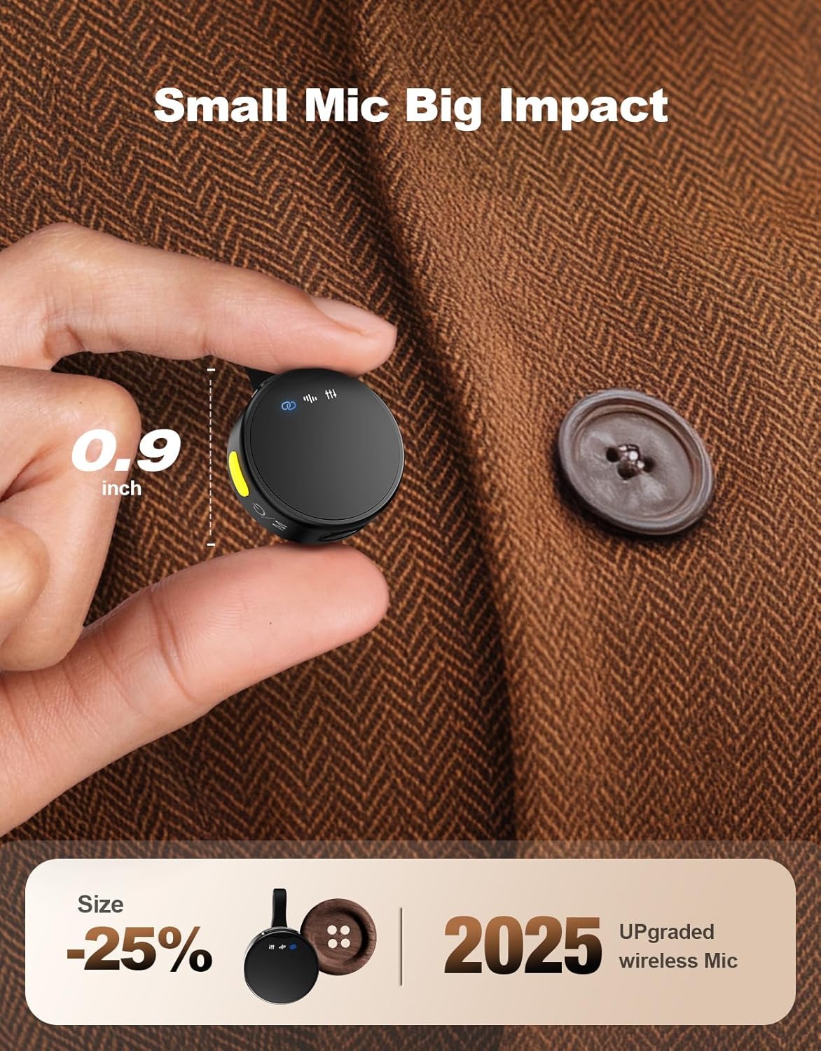 Wireless Mini Microphone for Camera/iPhone/Android/iPad/Laptop, Lav Mic with Charging Case, AI Noise Reduction, 50H Battery, 230ft Range, Lavalier Microphone for Video Recording, YouTube, Vlog