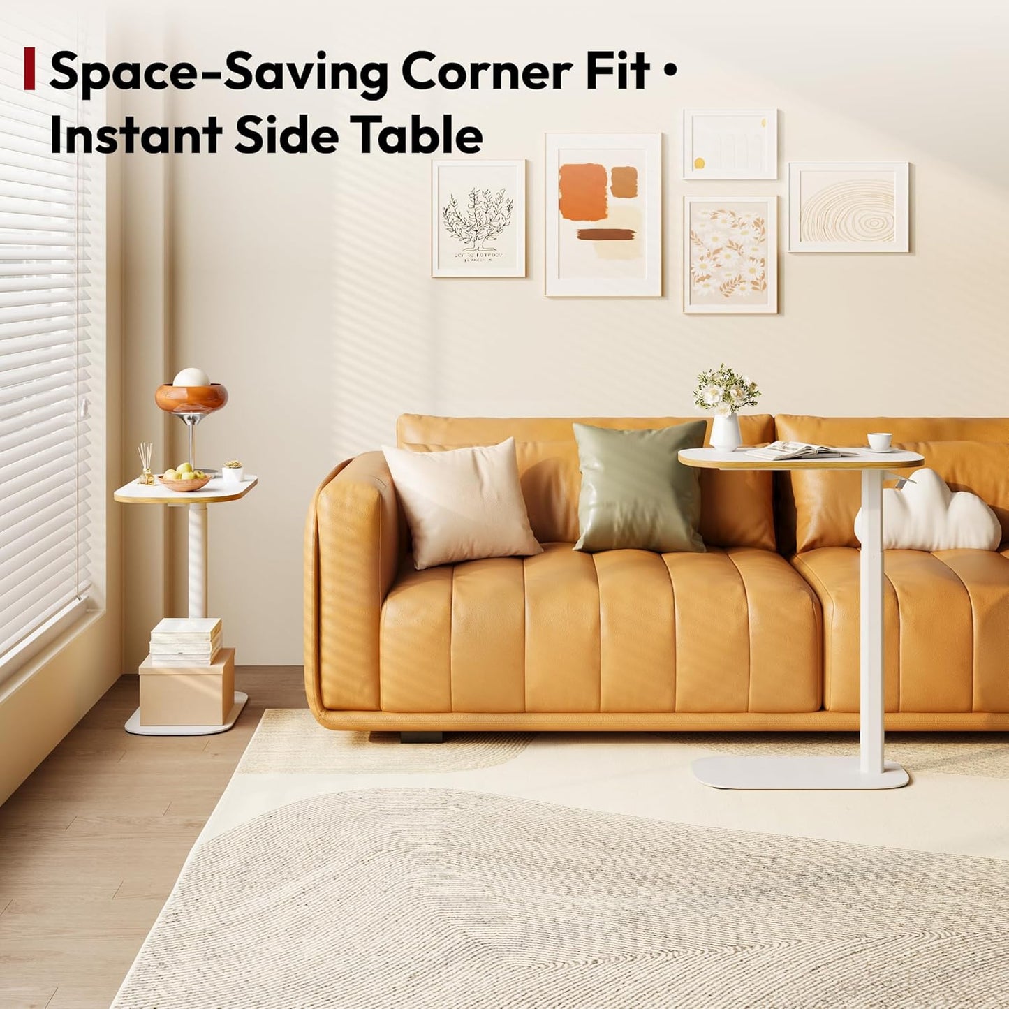 SANODESK Adjustable Overbed Bedside Table Pneumatic Adjustable Height Laptop Computer Standing Desk Cart with Tray, Hospital and Home Use(23.6" W x 13.8" D,White)