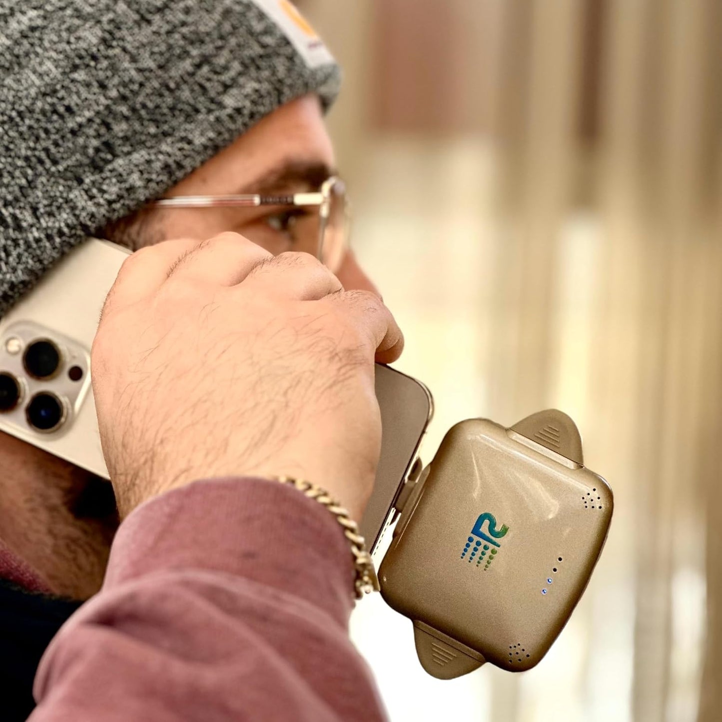 Universe 3 in 1 Portable Charger – 3300mah, 2.4A High-Speed Fast Charging Compatible with iPhone and Android Lightning, Type C, Micro-USB Charges 3 Devices at a Time Pre-Charged RC33 Gold