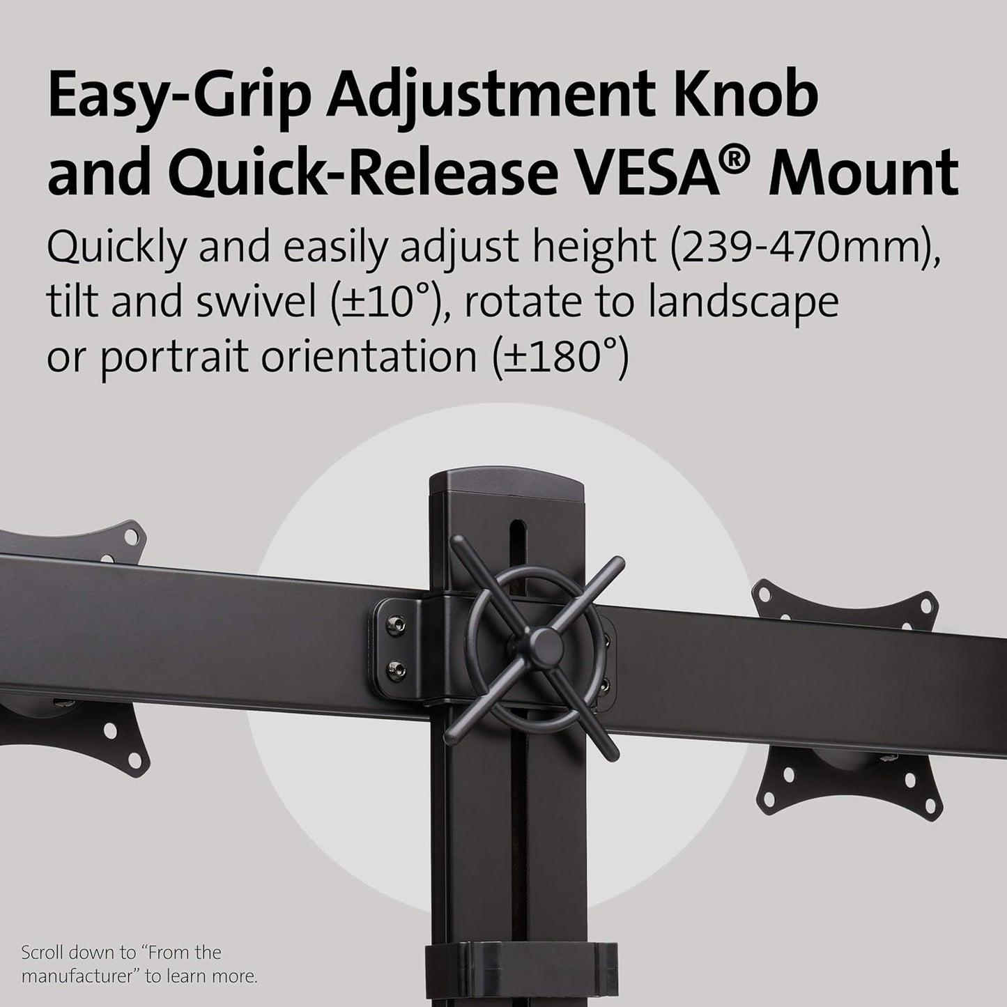 Kensington Dual Monitor Mount for Desk, C-clamp Vesa Monitor Stand Fits 2 Ultrawide Monitors Up to 27 Inches, Low Profile Stand, Height Adjustable Rotating Free Standing Arm, Black