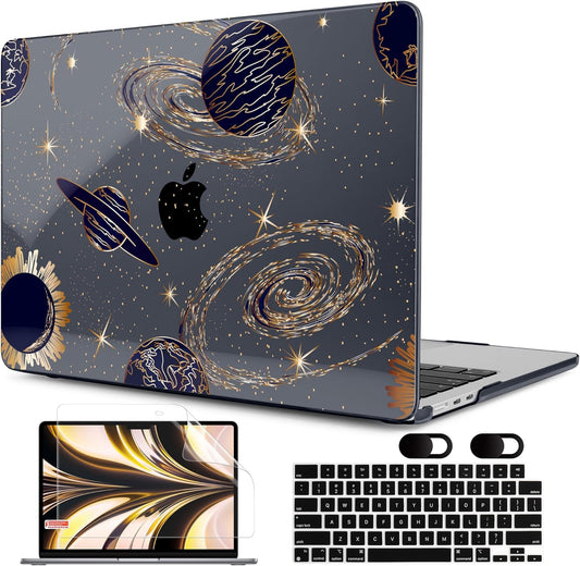 MEEgoodo Case for M4/M3/M2 MacBook Air 13.6 inch Case 2025 2024 2022, Fit Model A3240/A3113/A2681, Laptop Hard Shell with Keyboard Cover Compatible with MacBook Air 13 inch, Planets & Galaxies