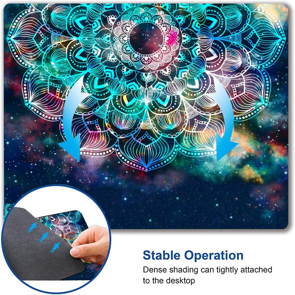 Redragon Galaxy Mandala Gaming Mouse Mat, Square Waterproof Rubber Base Mouse Pad for Office, Home, Laptop & Travel, 9.5"x7.9"x0.12"