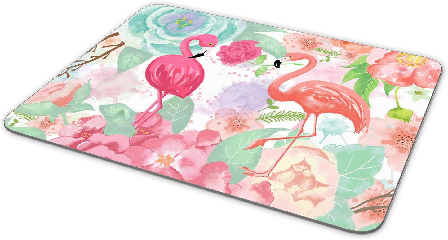 Non-Slip Rubber Mouse Pad, Bright Colors Watercolor Flamingo and Flowers Mouse pad (9.5 inch x 7.9 inch) …