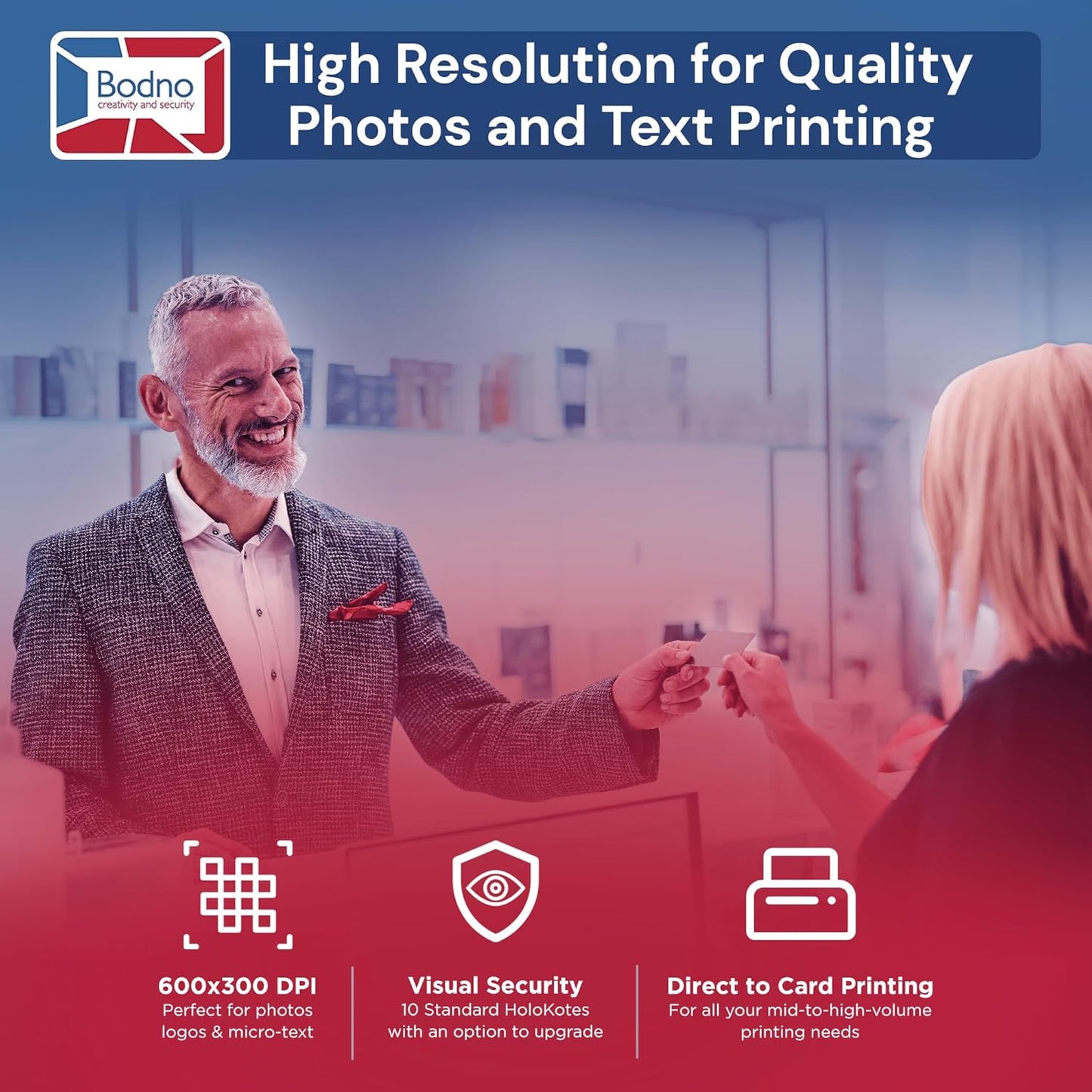 Bodno Magicard 600 Single Sided ID Card Printer & Complete Supplies Package ID Software - Gold Edition