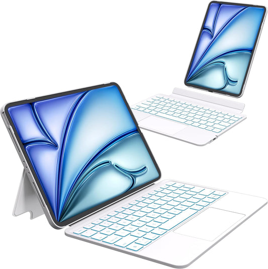 Keyboard Case for iPad Air 11 inch (M3 2025 / M2 2024), Magnetic Detachable Keyboard Case for iPad Pro 11 inch (4th/3rd/2nd/1st Gen) & iPad Air 5th/4th Gen with Backlit Keys, Trackpad (White)