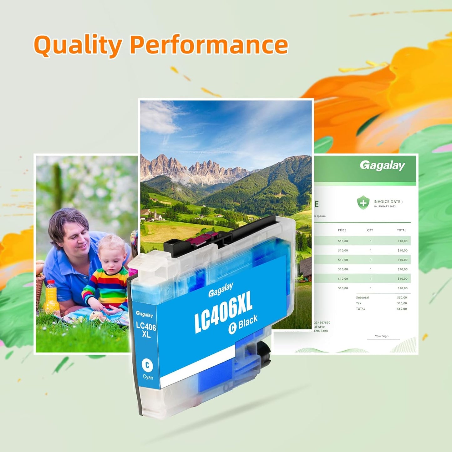 LC406XL Ink Cartridges for Brother Printer Replacement for Brother LC406 Ink Cartridges Work for MFC-J4335DW MFC-J5855DW MFC-J6555DW Printers, X-Large Capacity, Black Color