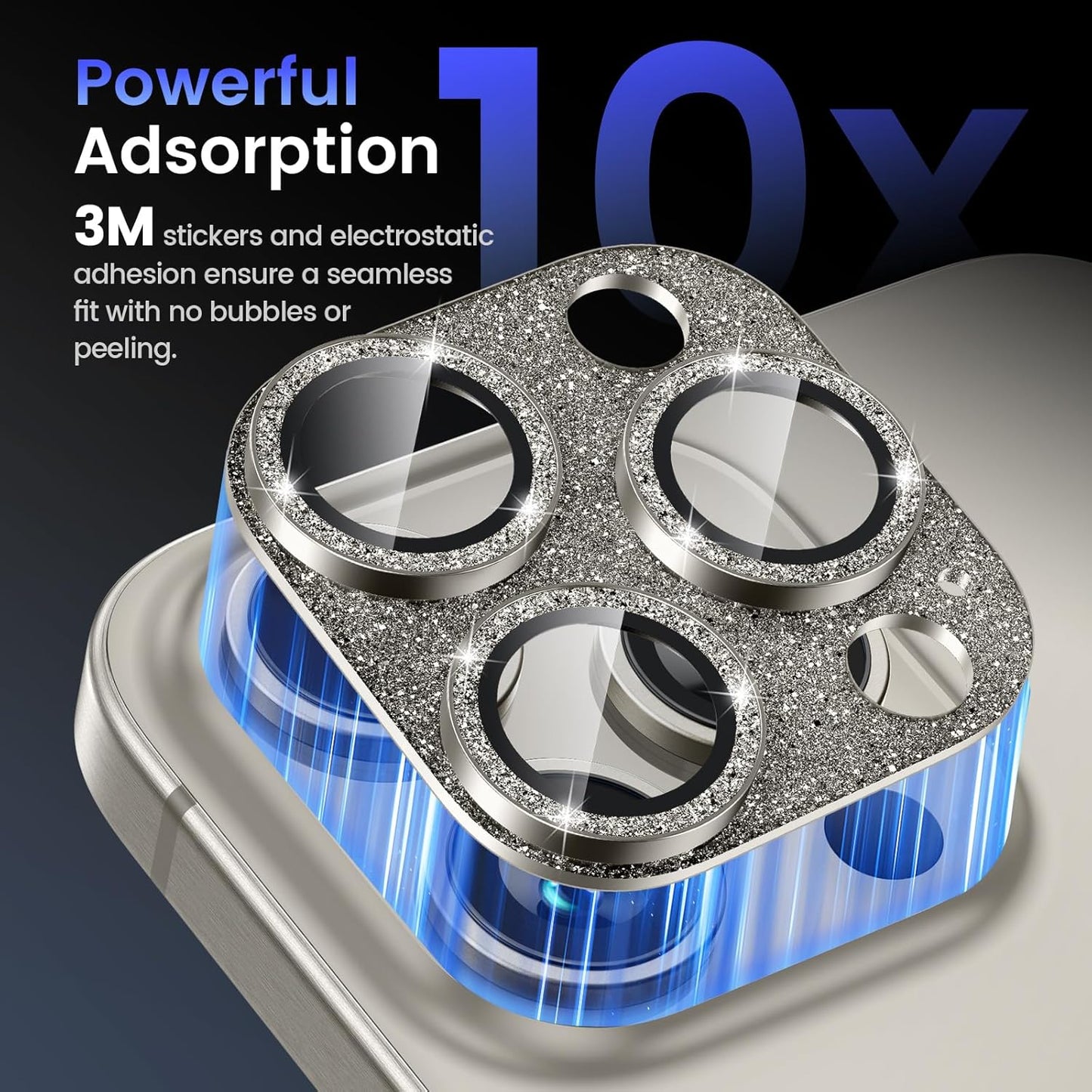 Tensea for iPhone 16 Pro/iPhone 16 Pro Max/iPhone 15 Pro/iPhone 15 Pro Max Camera Lens Protector, Metal Aluminum Alloy Tempered Glass Cover Camera Screen Protector Accessories, Case Friendly