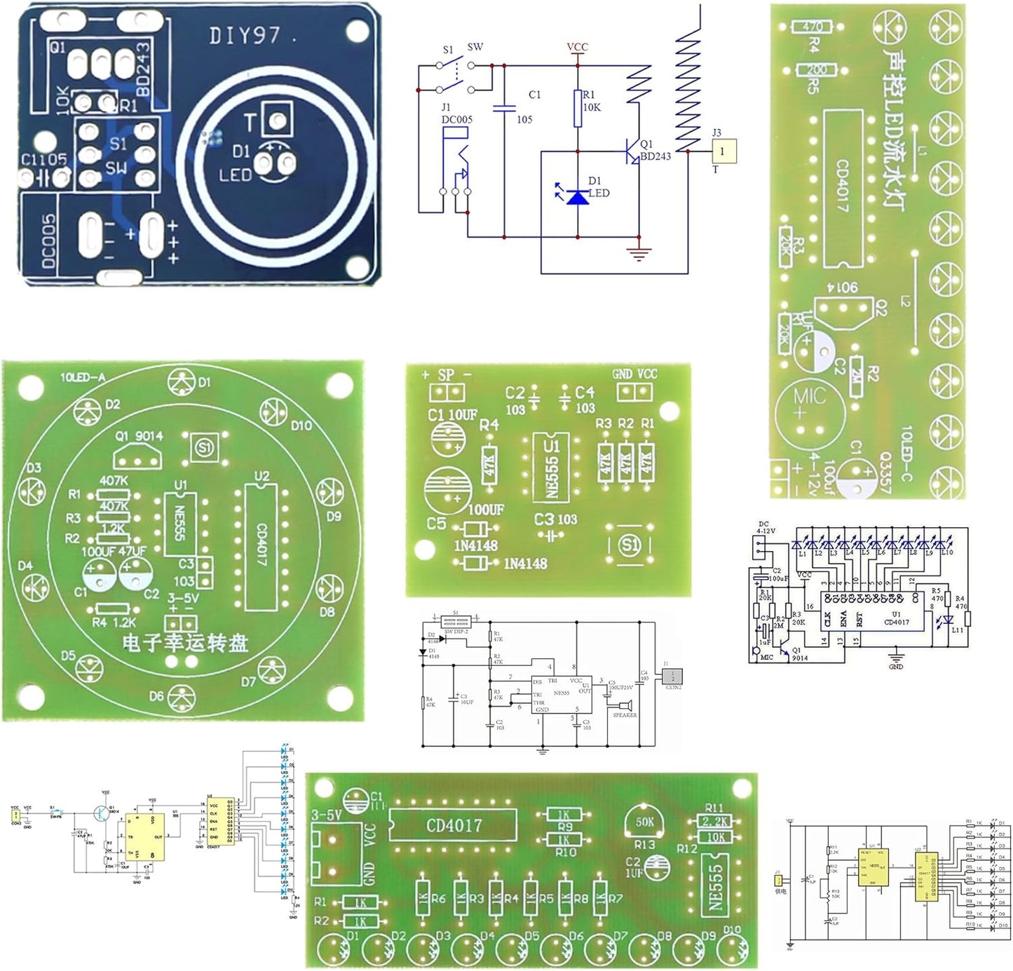 Soldering Practice Kit 5 DIY Electronics Projects Soldering Kit DIY Tesla Coil Simple Welding Skills Plug-in Circuit Kit Learn Soldering Kit for Beginners (5-Kits-TSL)