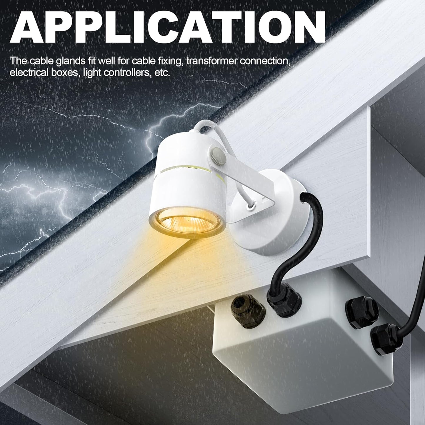 Joinfworld 72pcs Cable Glands Kit Waterproof Strain Relief Cord Connector Grip Weatherproof Cable Pass Through PG7 1/4" 1/2" 3/4" 1" NPT Wire Grommet