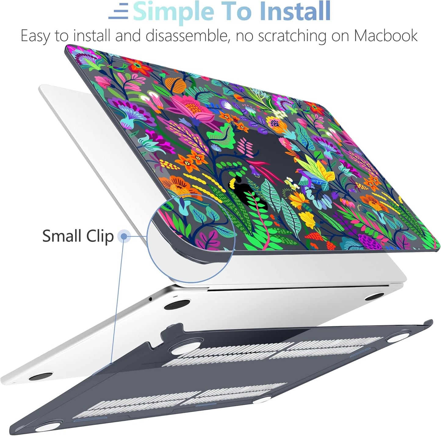 MEEgoodo Case for MacBook Air M4/M3/M2 13.6 inch 2025 2024 2022, Fit Model A3240 A3113 A2681, Compatible with MacBook Air 13 inch, Laptop Hard Case with Keyboard Cover, Bright Flowers & Tropic Leaves