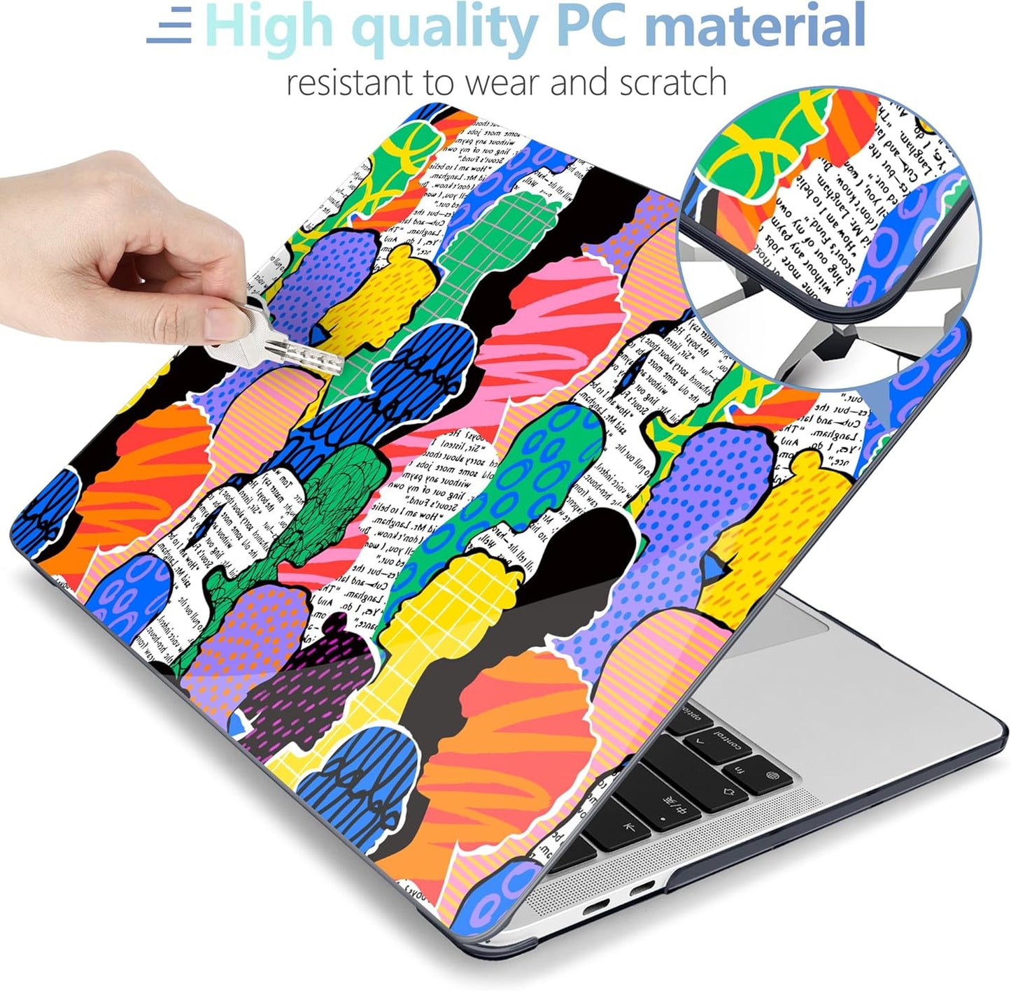 MEEgoodo Case for MacBook Pro 13 inch Case 2022 2021 2020 A2338 M2/M1 A2251 A2289,Laptop Hard Shell with Keyboard & Camera Cover Compatible with 13 inch MacBook Pro,Diverse People Abstract Art