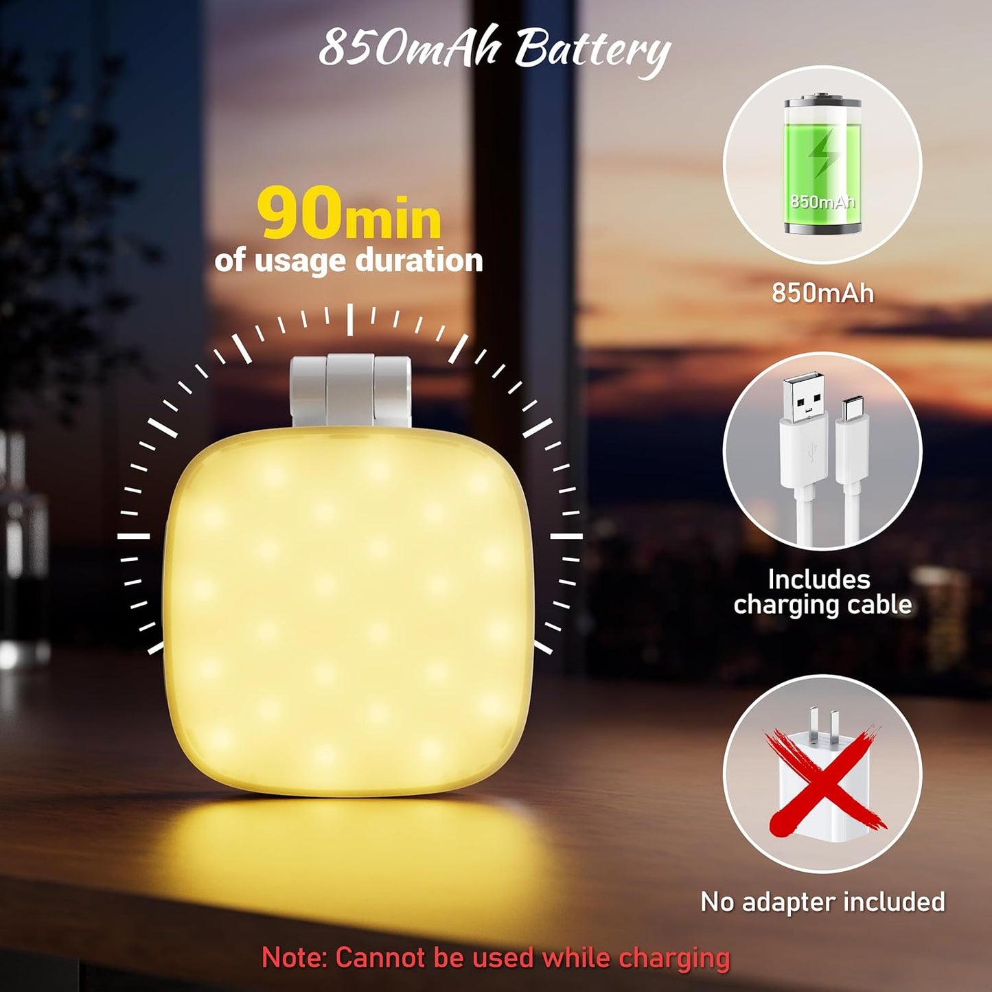 Magnetic Selfie Light for Phone: 5 Led Mode with Mirror Compatible for iPhone & Android - Rechargeable Portable Fill Light for Photography/Video Recording/Conference/Vlog/Makeup - White