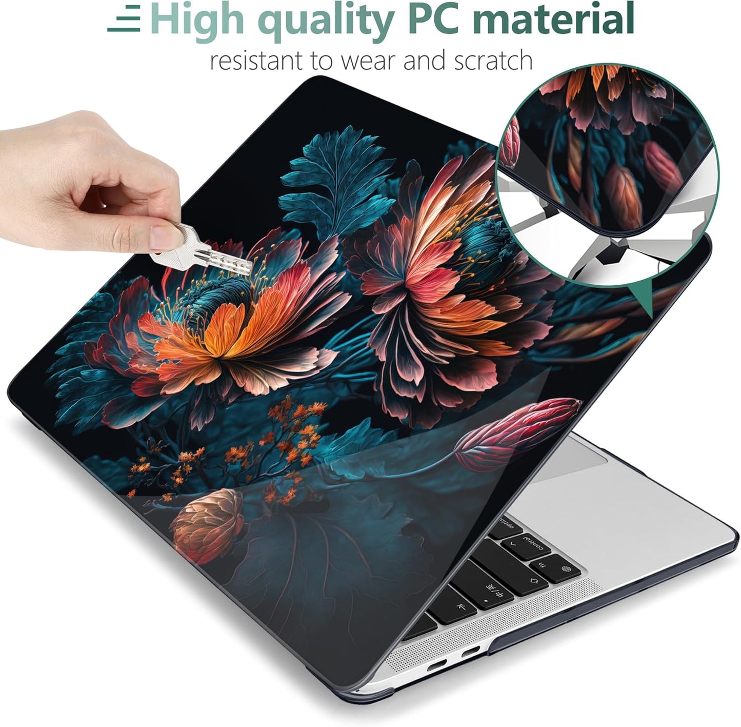 MEEgoodo Case for MacBook Pro 13 inch 2022 2021 2020 New A2338 M2/M1 A2251 A2289, Laptop Hard Shell Cases with Keyboard & Camera Cover Compatible Case, Bunch Flowers (A2338/A2251/A2289)