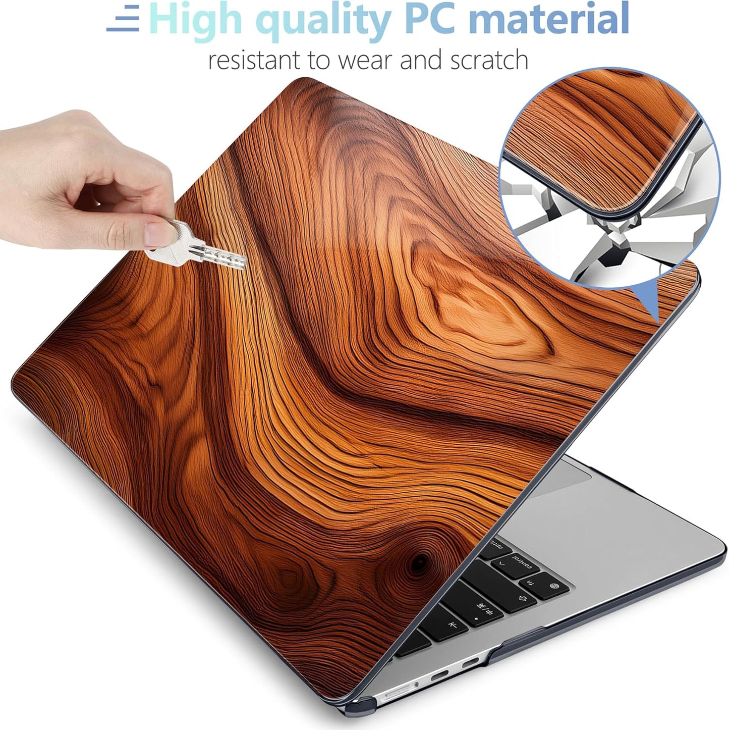 MEEgoodo Case for M4/M3/M2 MacBook Air 13.6 inch Case 2025 2024 2022, Fit Model A3240/A3113/A2681, Laptop Hard Shell with Keyboard Cover Compatible with MacBook Air 13 inch, Tree Rings