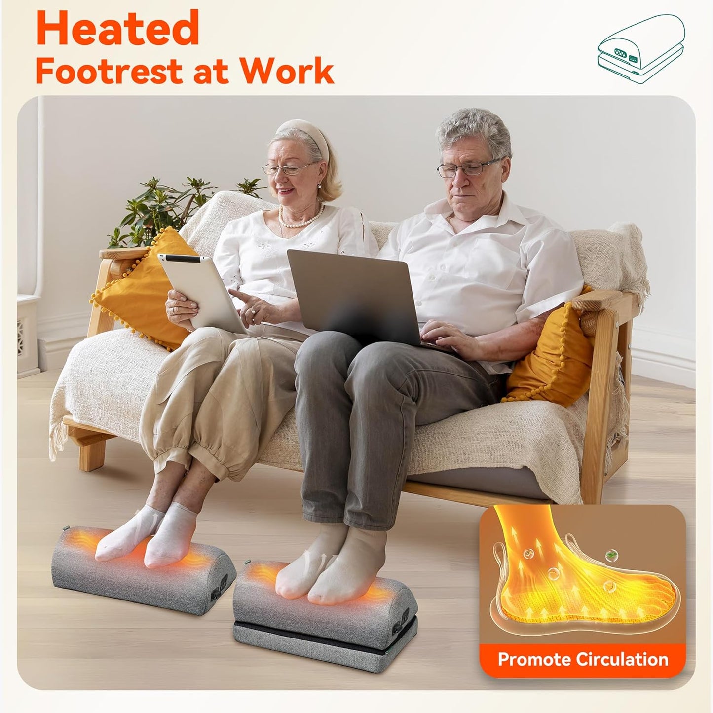 Snailax Heated Foot Rest Under Desk at Work, Ergonomic Footrest with Vibrating Massage and Adjustable Height, Foot Warmer, 3 Vibration Modes & 2 Heating Levels,Memory Foam,Office Home Gaming