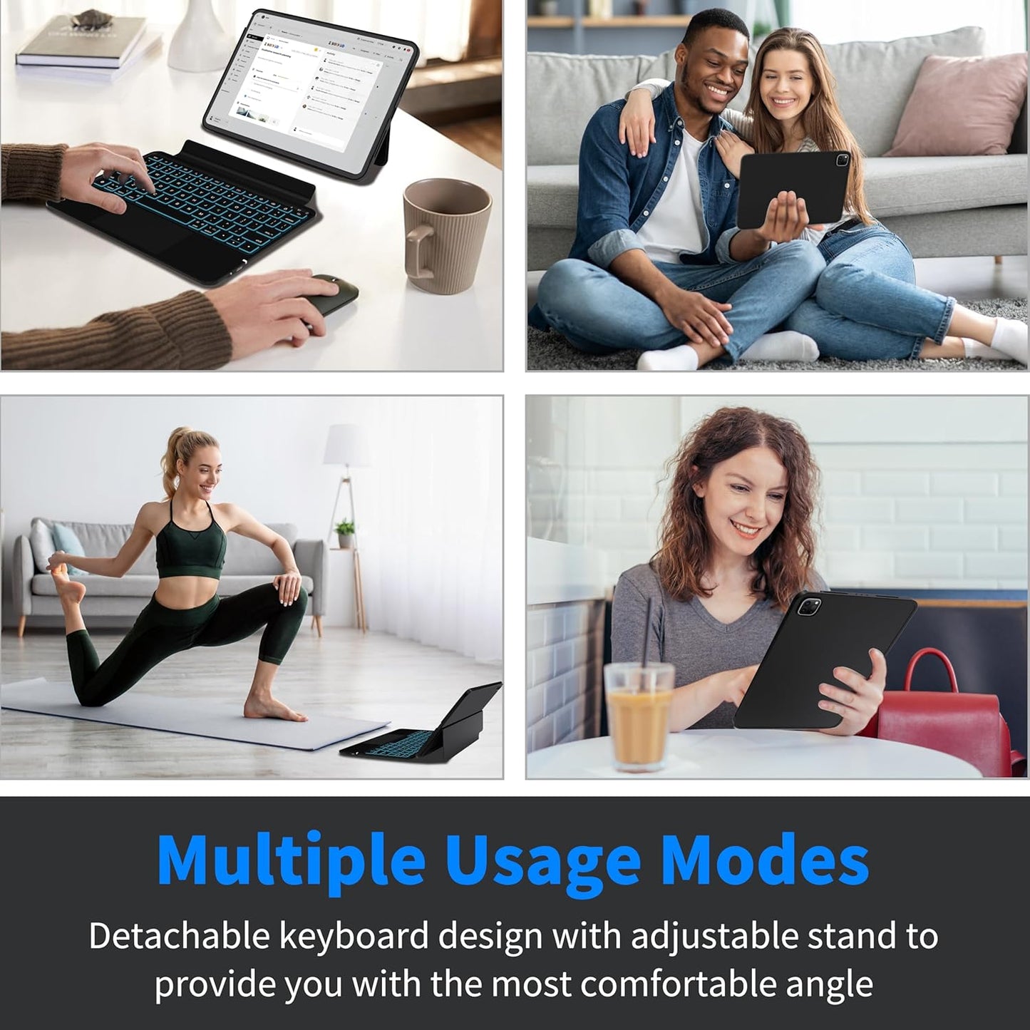 Keyboard Case for iPad Air 11 inch (M3 2025 / M2 2024), Magnetic Detachable Keyboard Case for iPad Pro 11 inch (4th/3rd/2nd/1st Gen) & iPad Air 5th/4th Gen with Backlit Keys, Trackpad (Black)