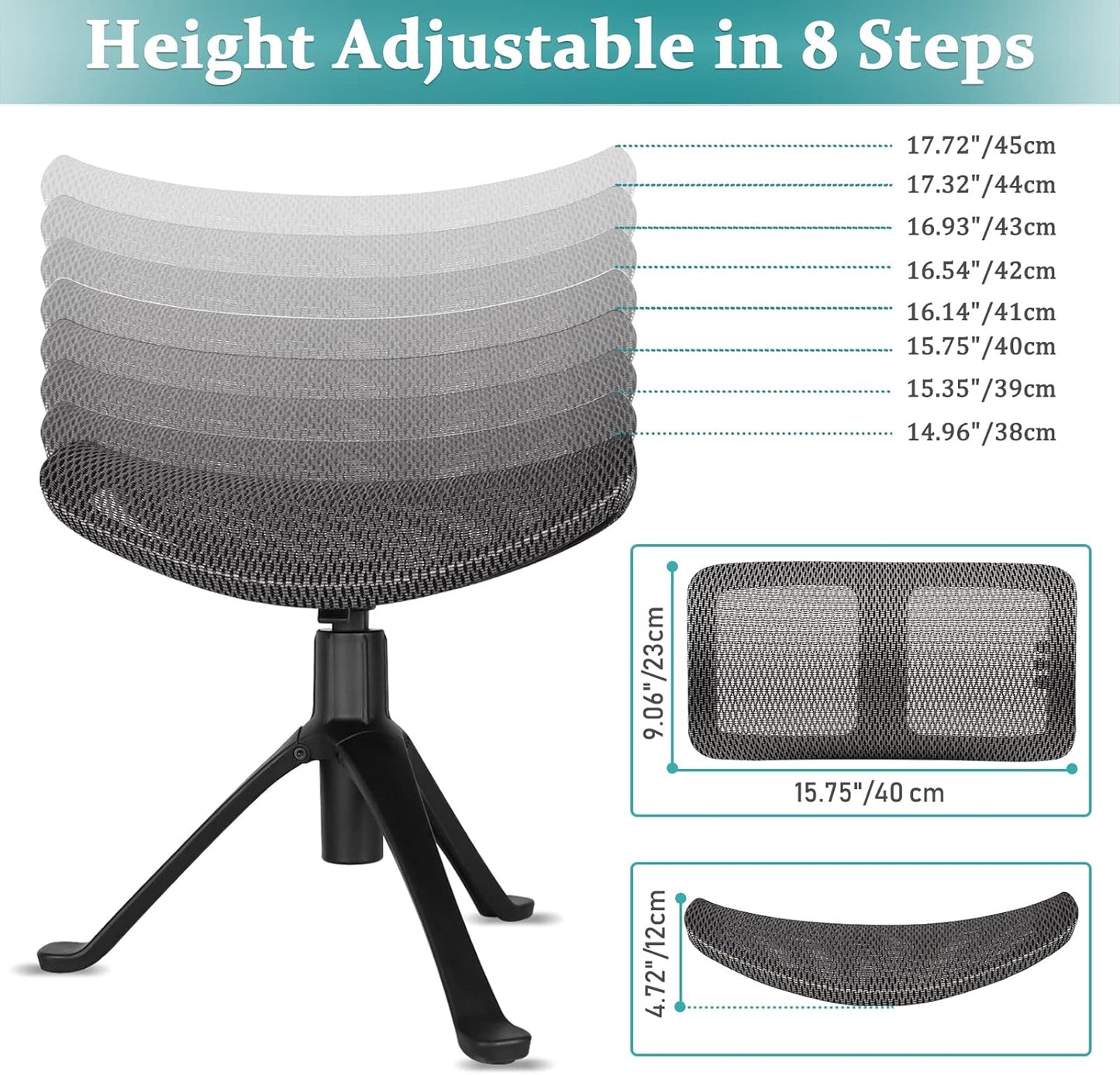 Footrest for Desk Adjustable Height 2-in-1 Function Rotatable Ergonomic Under Desk Footrest Ottoman Stool Rolling Leg Rest for Home Office (Gray)