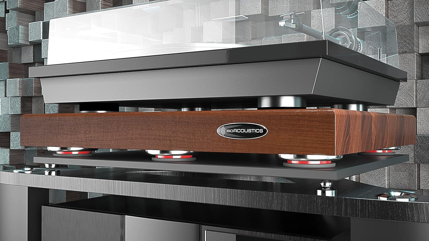 IsoAcoustics Delos Turntable Isolation Butcher Block Series: 2216W2 (22" W x 16" D x 3" H) Walnut