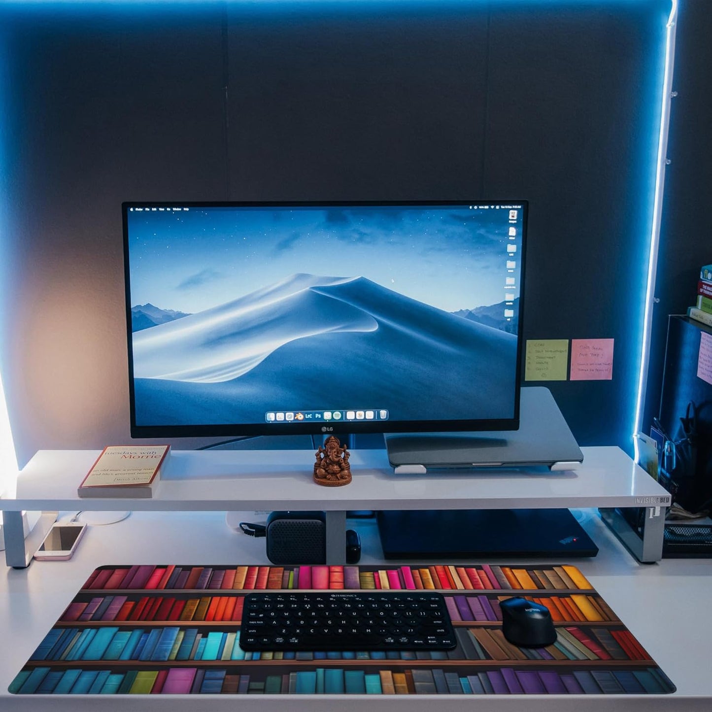 Large Gaming Mouse Pad for Desk,Bookshelves Full of Books Desk Mat,Colorful Books Desk Pad,Extended Big Computer Keyboard Mouse Pad with Non-Slip Base and Stitched Edge,35.4"x15.7"