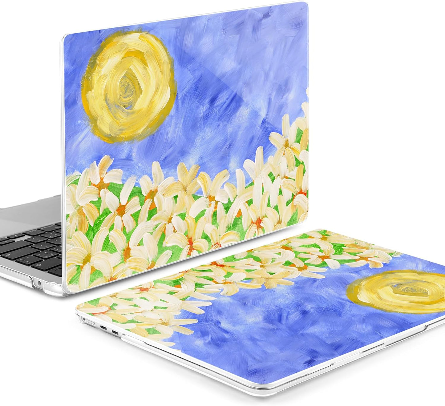 MEEgoodo Case for M4/M3/M2 MacBook Air 13.6 inch Case 2025 2024 2022, Fit Model A3240/A3113/A2681, Laptop Hard Shell with Keyboard Cover Compatible with MacBook Air 13 inch, Summer Flowers