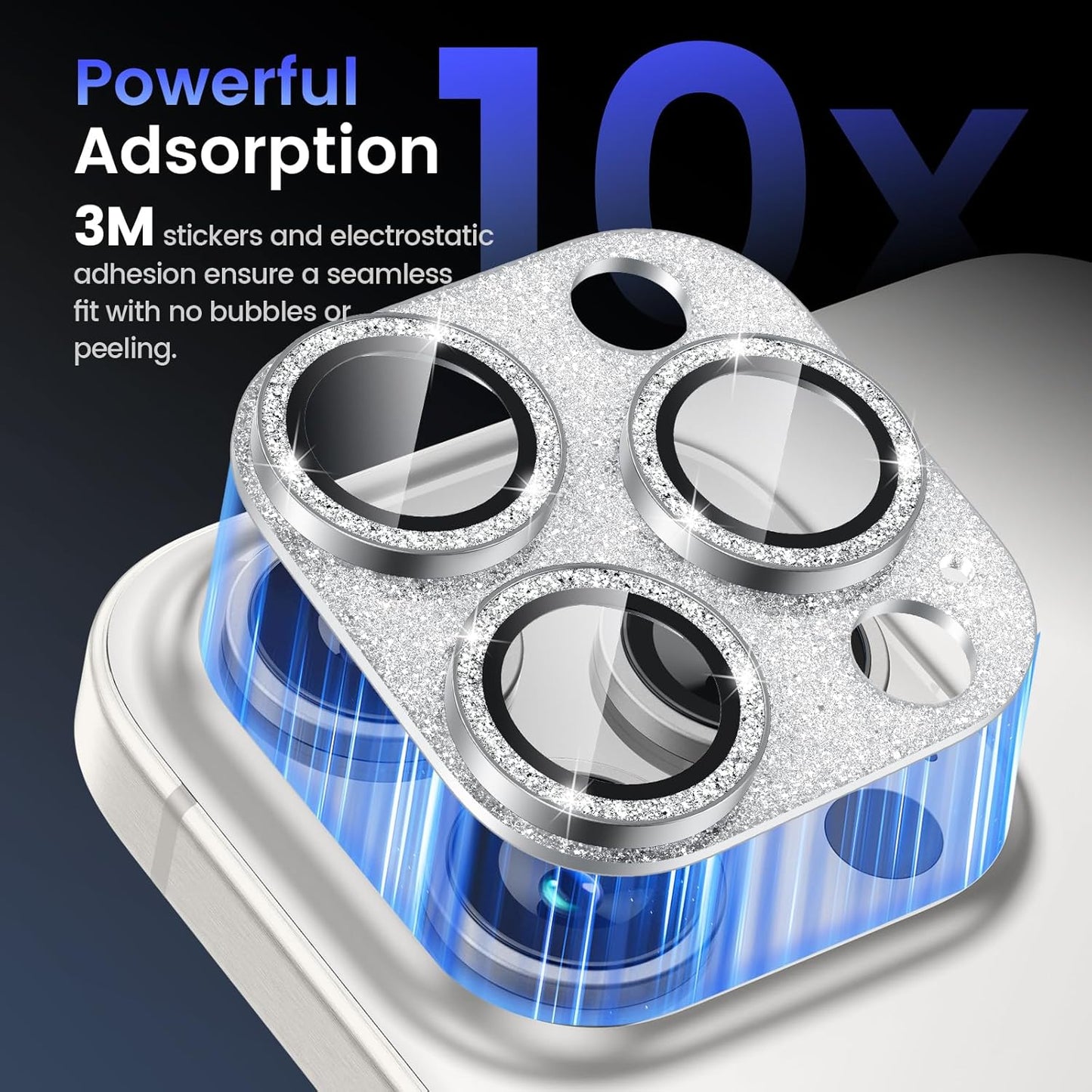 Tensea for iPhone 16 Pro/iPhone 16 Pro Max/iPhone 15 Pro/iPhone 15 Pro Max Camera Lens Protector, Metal Aluminum Alloy Tempered Glass Cover Camera Screen Protector Accessories, Case Friendly