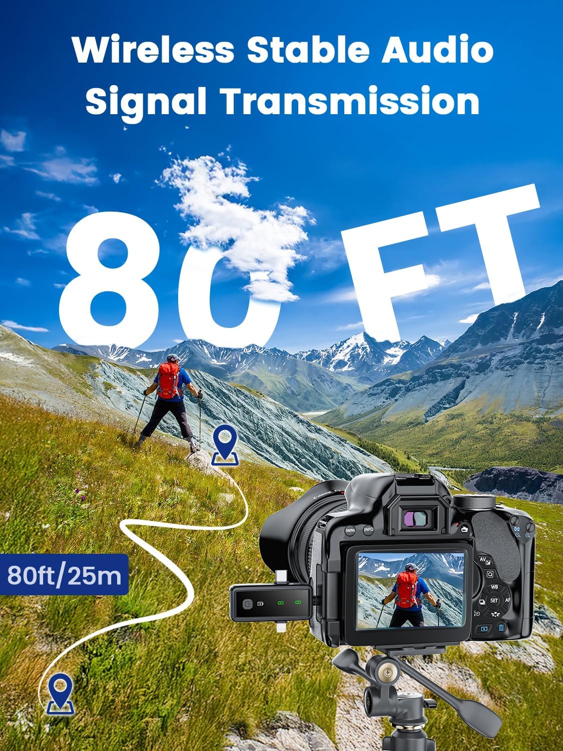 3 in 1 Wireless Lavalier Microphones for iPhone/Android/Camera, 2 Pack Mini Microphone LED Display Lapel Omnidirectional Mic with Mute/Reverb/Noise Reduction for TikTok/Podcast/Vlog Recording