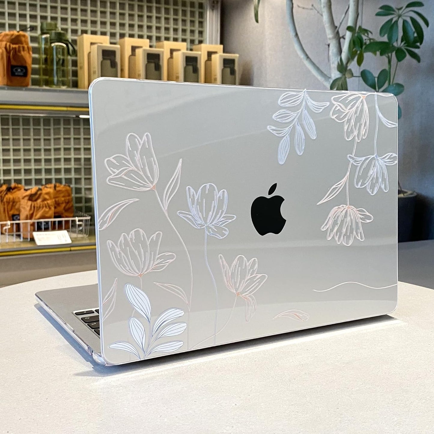MEEgoodo Case for MacBook Air M4/M3/M2 13.6 inch 2025 2024 2022, Fit Model A3240 A3113 A2681, Compatible with MacBook Air 13 inch, Laptop Hard Shell Case with Keyboard Cover, Engraving Floral