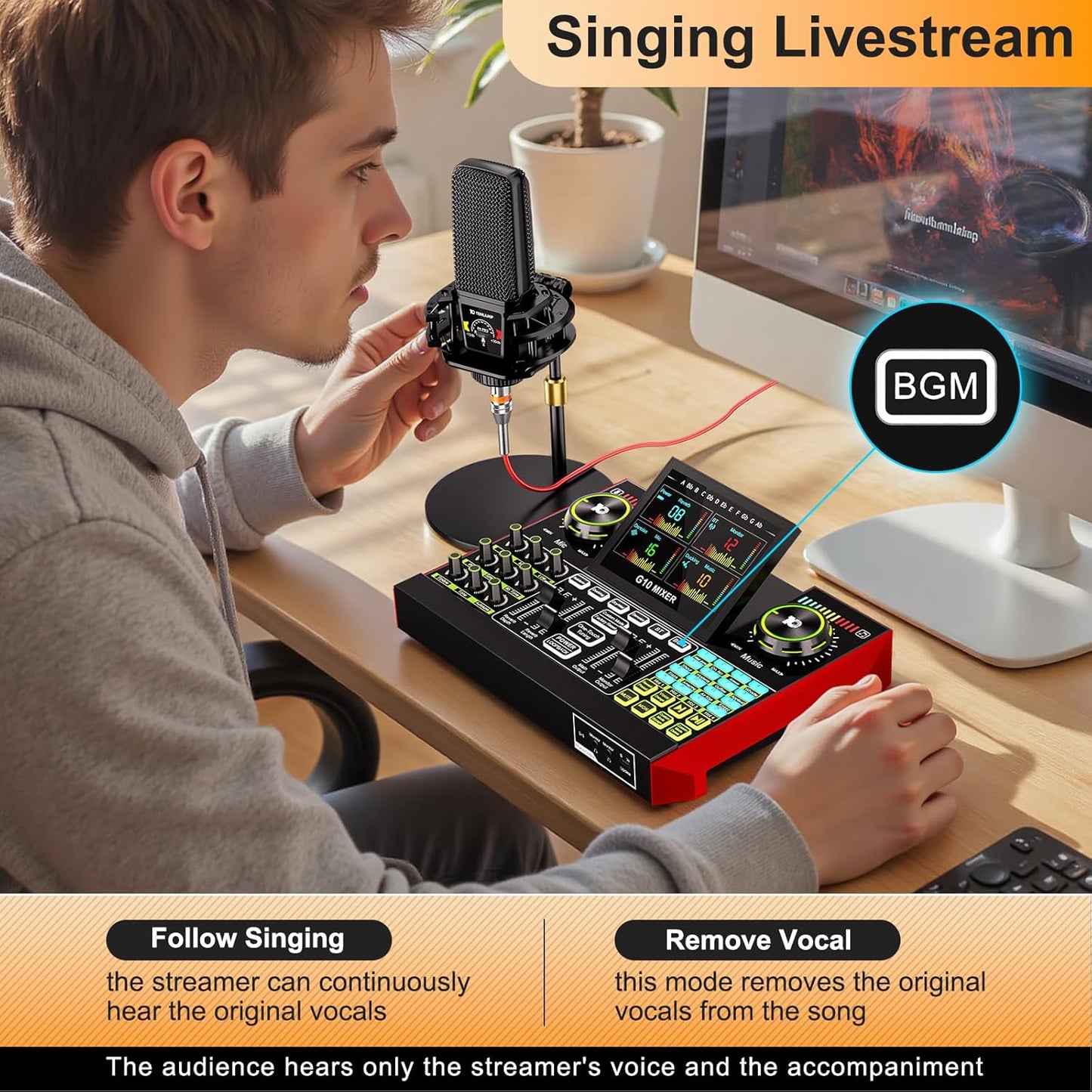Podcast Equipment Bundle with 3.5mm Microphone and Live Sound Card, Audio Interface Mixer Sound board, Podcast Microphone Bundle for PC/Phone, Gaming, Recording, Streaming, Singing, Voice Changer
