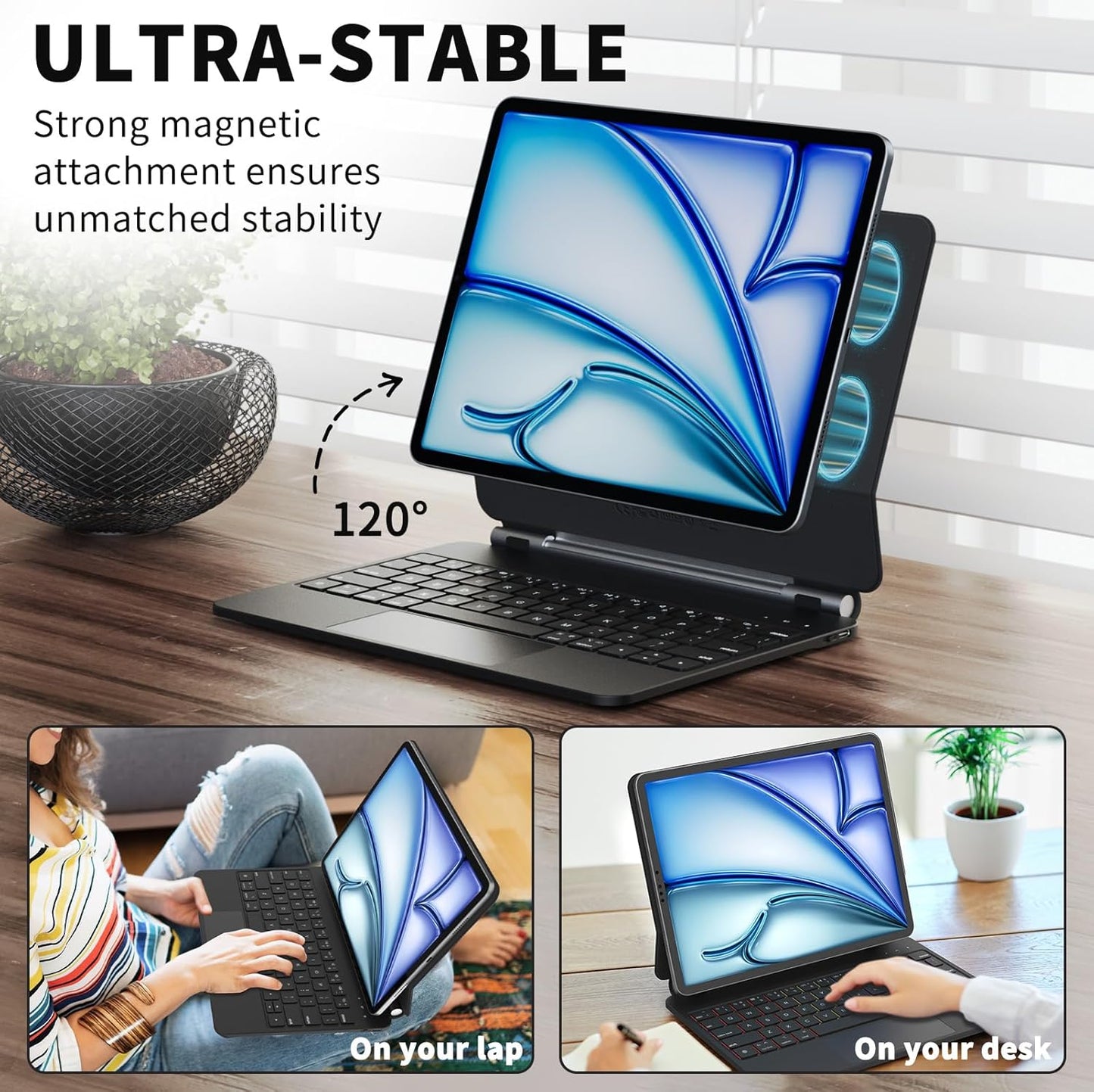 Keyboard Case for iPad Air 11-inch (M3 2025 / M2 2024) & iPad Pro 11 inch(1st/2nd/3rd/4th Gen) – Magic-Style Magnetic Backlit Keyboard Case -Multi-Touch Trackpad for iPad 10.9 5th/4th Gen (Black)