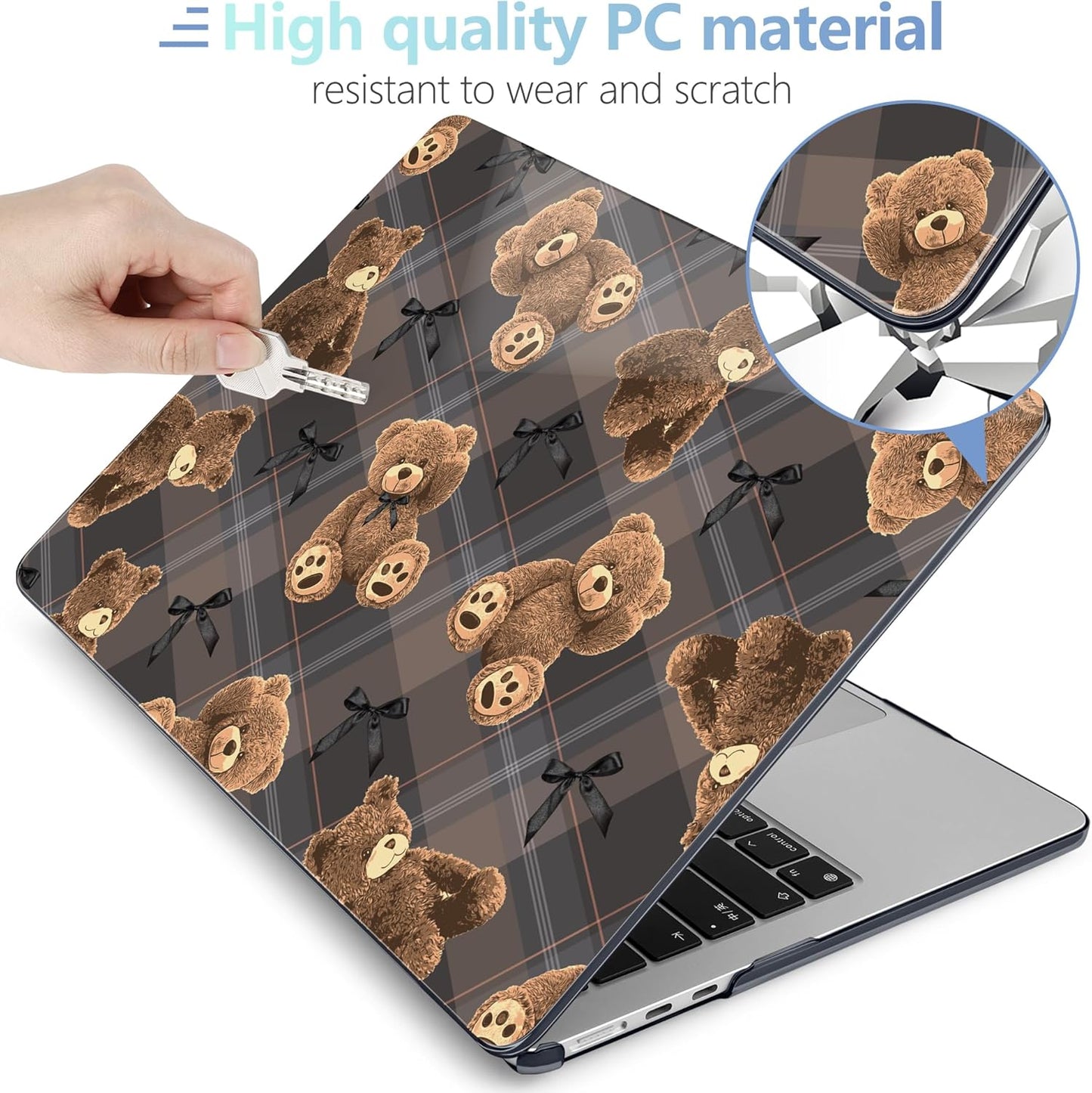 MEEgoodo Case for M4/M3/M2 MacBook Air 13.6 inch Case 2025 2024 2022, Fit Model A3240/A3113/A2681, Laptop Hard Shell with Keyboard Cover Compatible with MacBook Air 13 inch, Cute Little Bear