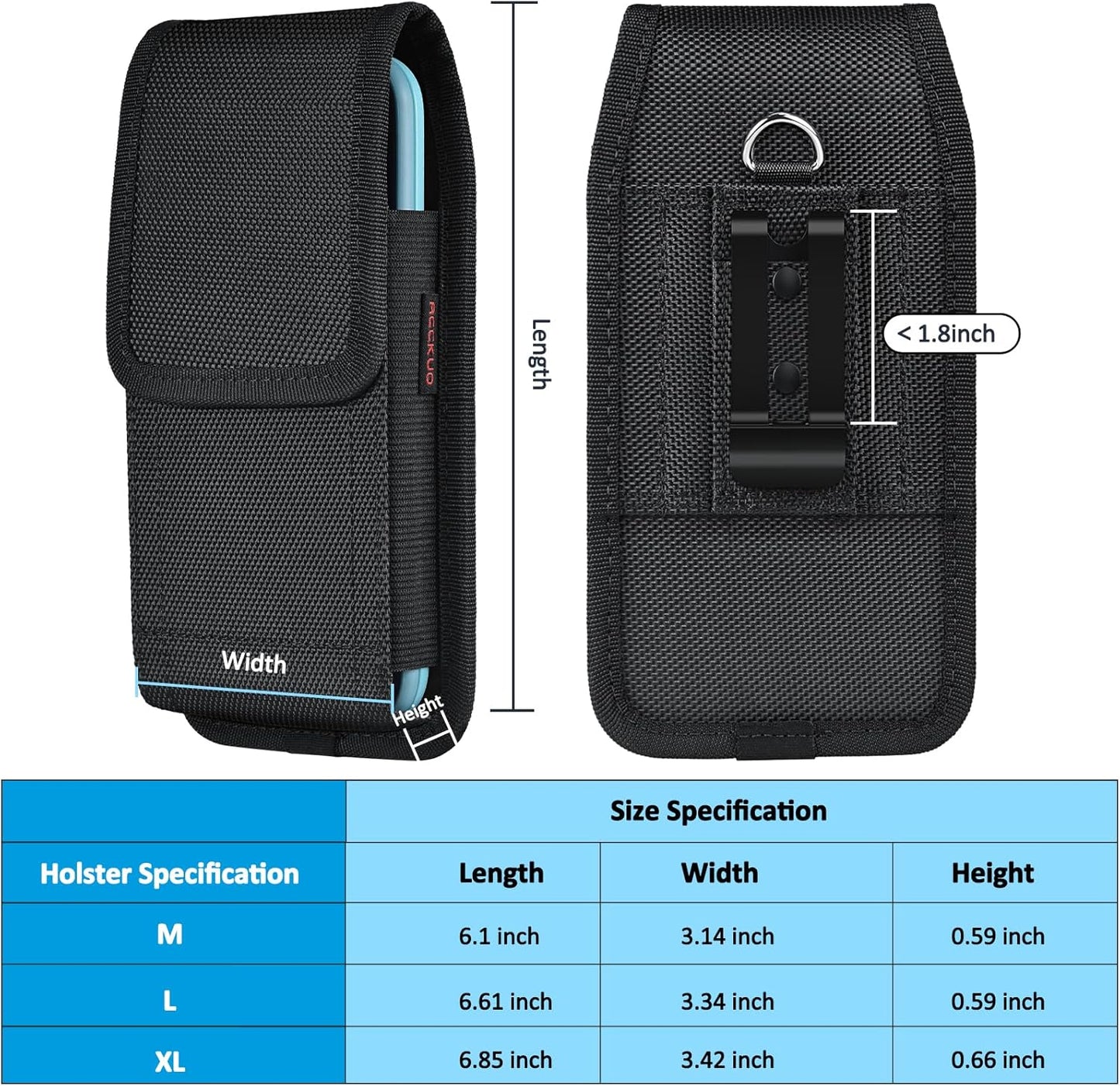 Phone Holster for Belt with Metal Clip and Magnetic Closure Compatible with iPhone 16/15/14/13/12 Pro Max, Galaxy S25/S24/S23/S22 Plus & FE for Everyday Protection, L-Black