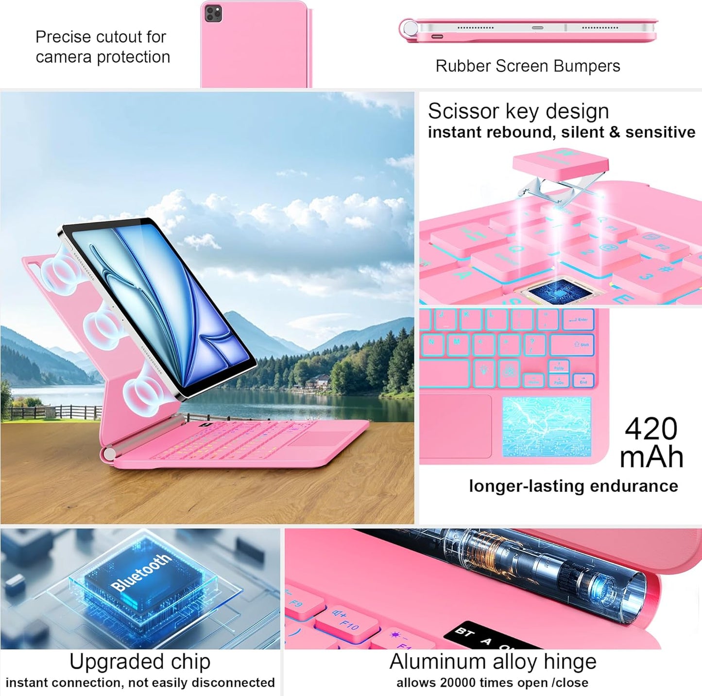 Keyboard Case for iPad Air 13 inch (M3 2025/M2, 2024),iPad Pro 12.9 inch (3/4/5/6th Gen),Magic-Style Magnetic – Floating Cantilever Stand – Backlit Keyboard Case with Multi-Touch Trackpad