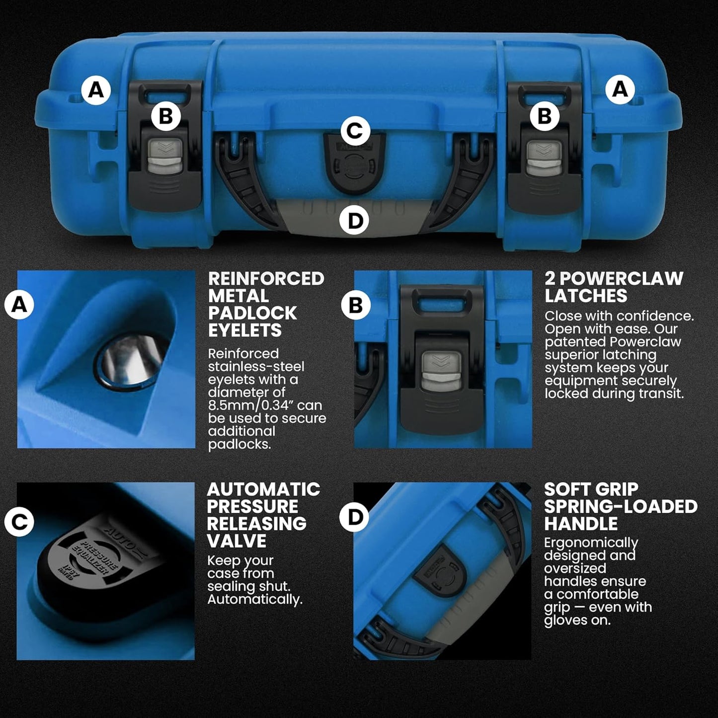 NANUK 910 Hard Case with Customizable Cubed Foam, IP67 Waterproof, Dustproof and Impact Resistant, 14.3” x 11.1” x 4.7”, Rugged Construction for Ultimate Protection, Made in Canada – Blue