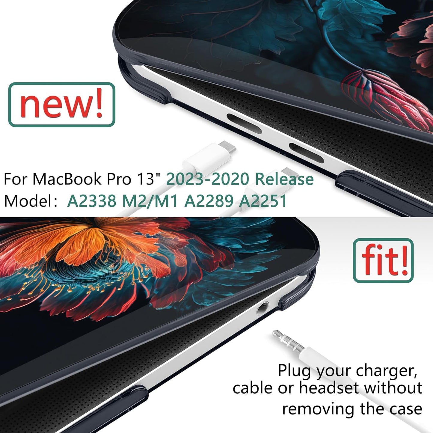 MEEgoodo Case for MacBook Pro 13 inch 2022 2021 2020 New A2338 M2/M1 A2251 A2289, Laptop Hard Shell Cases with Keyboard & Camera Cover Compatible Case, Bunch Flowers (A2338/A2251/A2289)