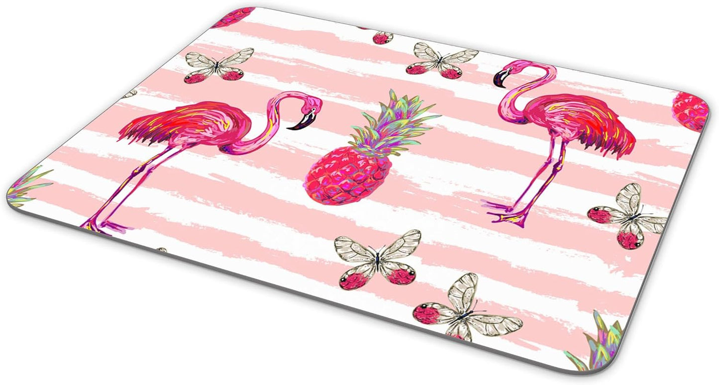 Non-Slip Rubber Mouse Pad, Watercolor Flamingos and Pineapple and Butterflies Mouse pad (9.5 inch x 7.9 inch) …