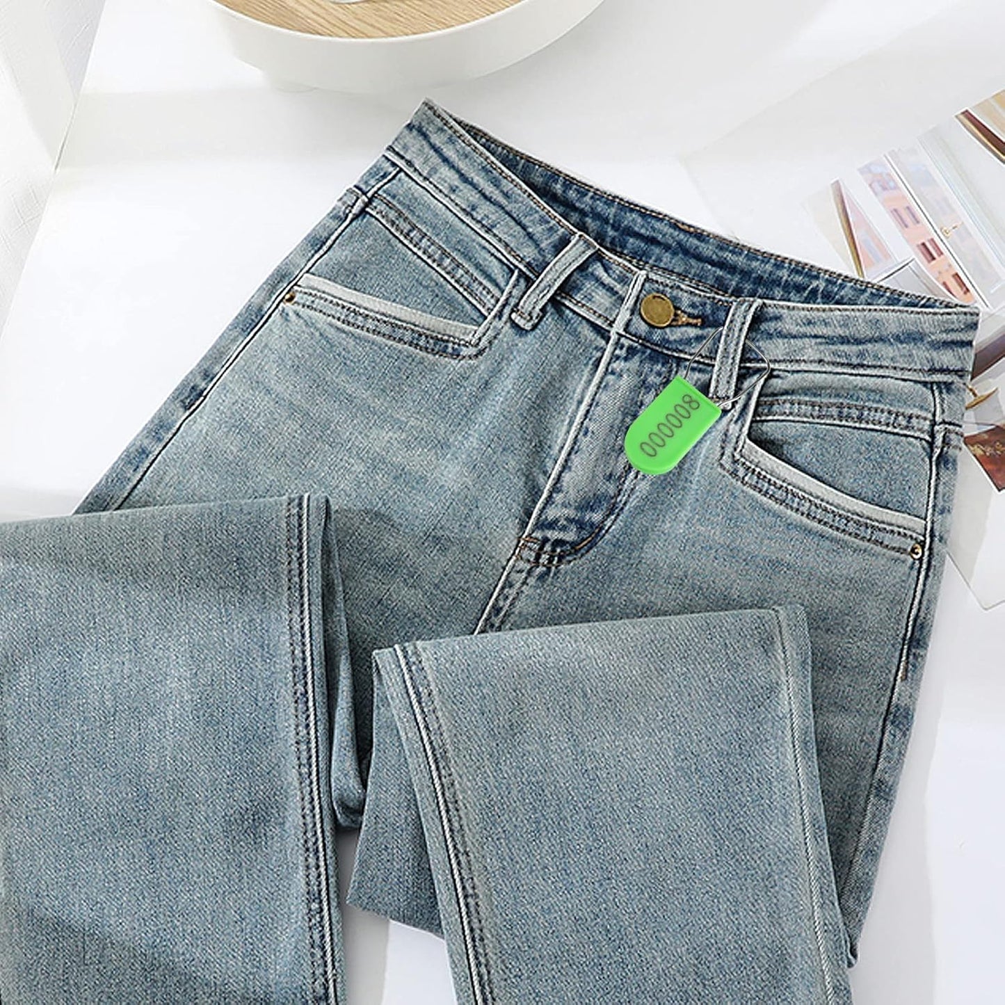 50PCS Plastic Padlock Security Seals Metal Wire Padlocks Electric Meter Lockout Tags Self-Locking Numbered Anti Tamper Seal Lock Green