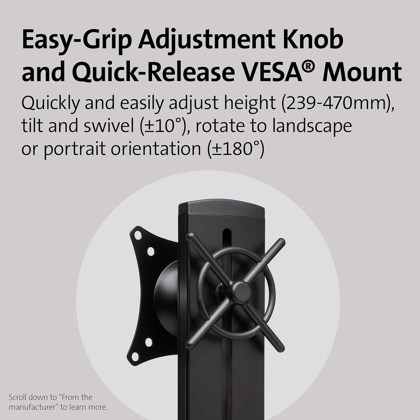 Kensington Single Monitor Desk Mount, C-clamp Vesa Stand Fits up to 32 inch Ultrawide Samsung LG , Low Profile Vertical Mount, Height Adjustable Free Standing Arm,K55512WW Black