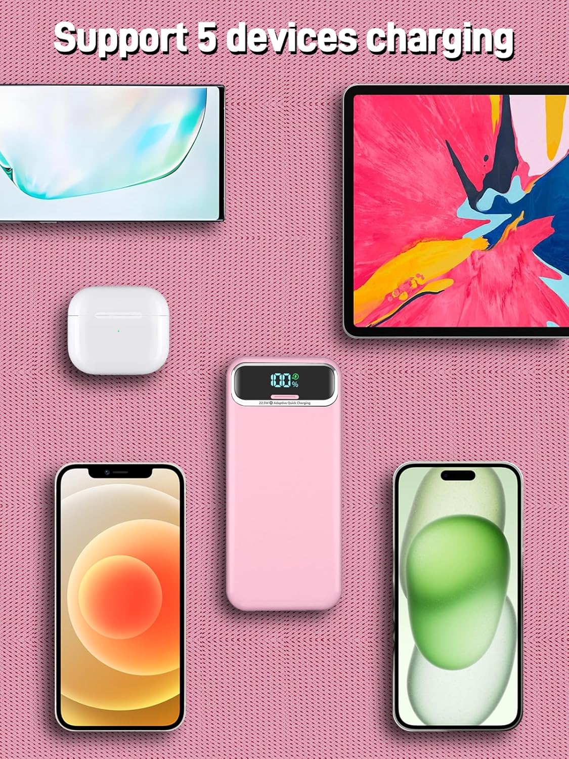 Portable Charger Power Bank with Built in Cables and AC Wall Plug,PD20W&SCP22.5W USB-C Super Fast Charging,20000mAh Travel Phone Charging,LED Display Battery Pack Compatible All iPhone Samsung etc