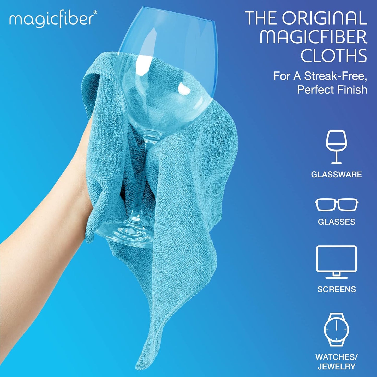 MagicFiber Microfiber Cleaning Cloth - 4 Pack Large Blended Cloths, Highly Absorbent Streak & Lint Free, Glass Micro Fiber Rags, Towels for Car, Windows, Housekeeping, Household Dusting, Kitchen