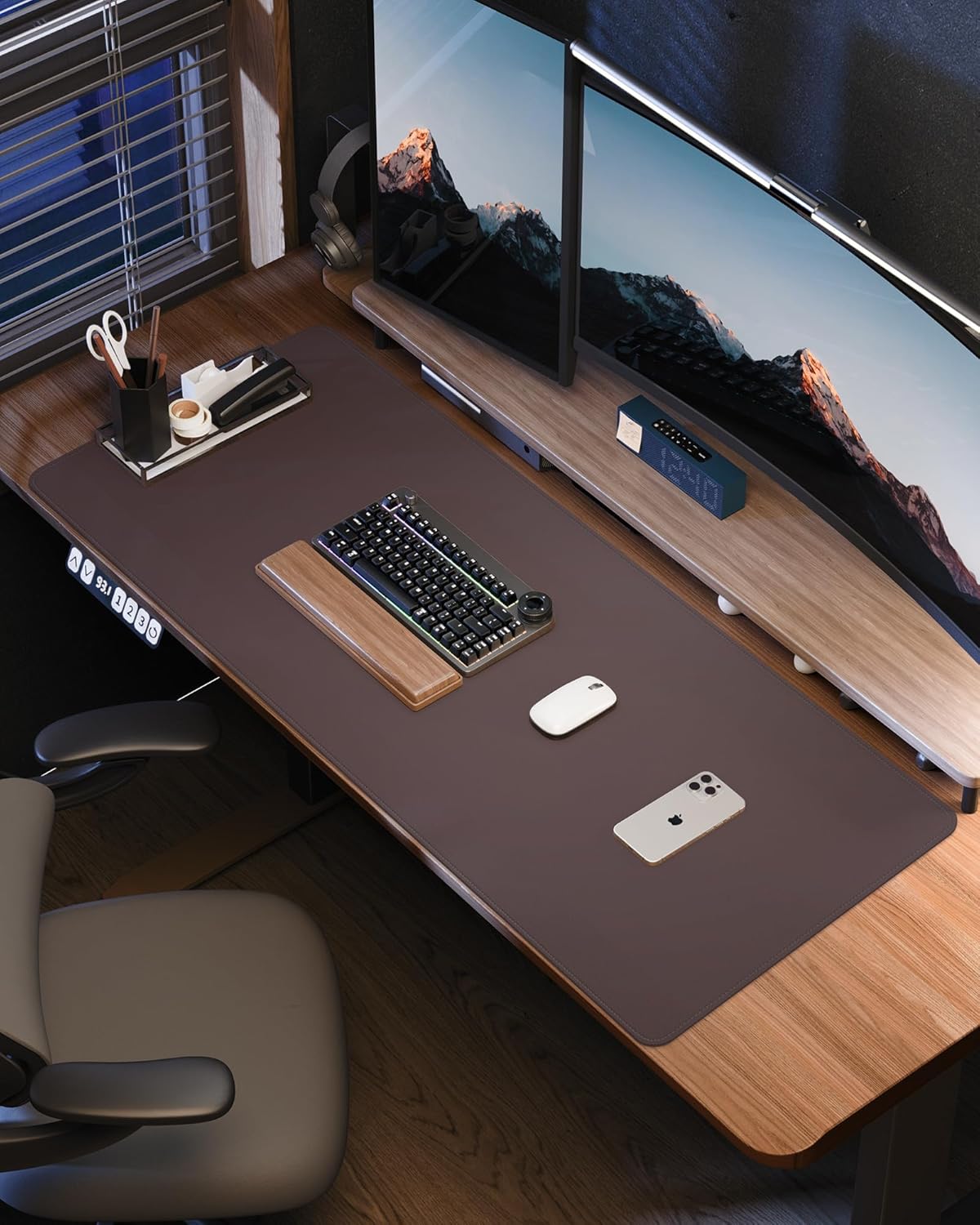 AFIING Large Desk Mat 55"x24" - Premium Non-Slip, Waterproof & Scratch-Resistant. Office Desk Protector Workspace Pad for Home/Office (Coffee)